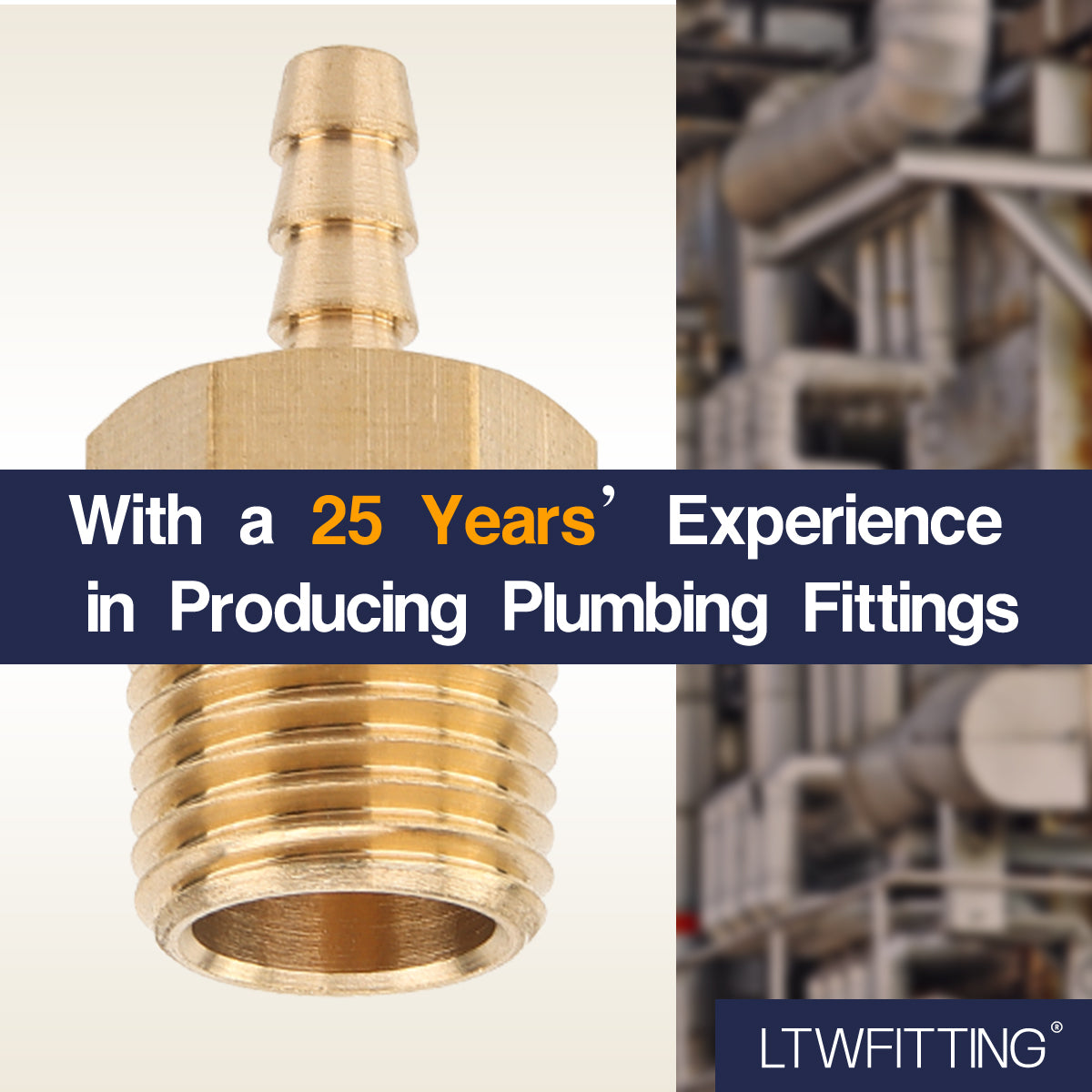 LTWFITTING Brass Barbed Fitting Coupler/Connector 1/4-Inch Male BSPT x 1/8-Inch(3mm) Hose Barb Fuel Gas Water (Pack of 5)
