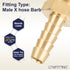 LTWFITTING Brass Barbed Fitting Coupler/Connector 1/4-Inch Male BSPT x 1/4-Inch(6mm) Hose Barb Fuel Gas Water (Pack of 5)