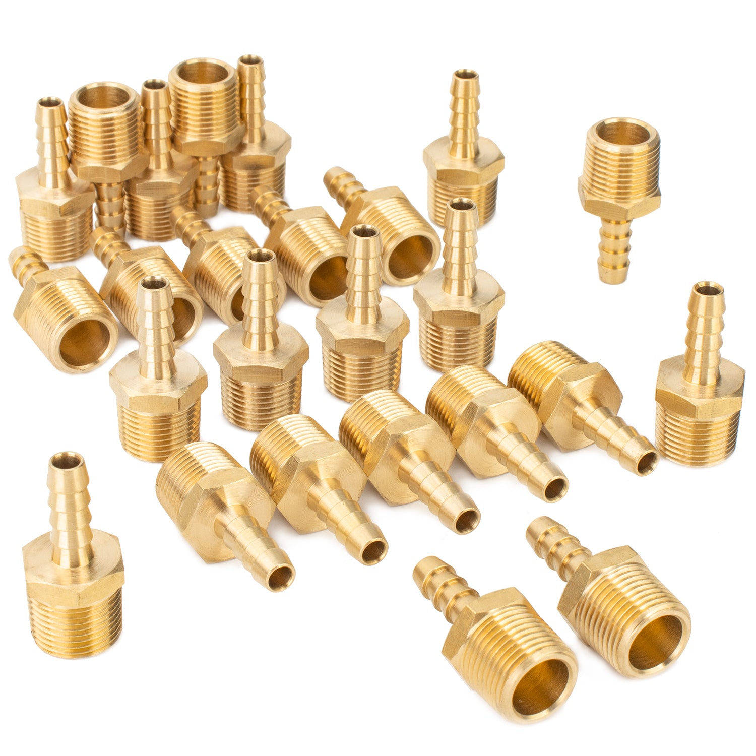LTWFITTING Brass Barbed Fitting Coupler/Connector 3/8-Inch Male BSPT x 1/4-Inch(6mm) Hose Barb Fuel Gas Water (Pack of 25)