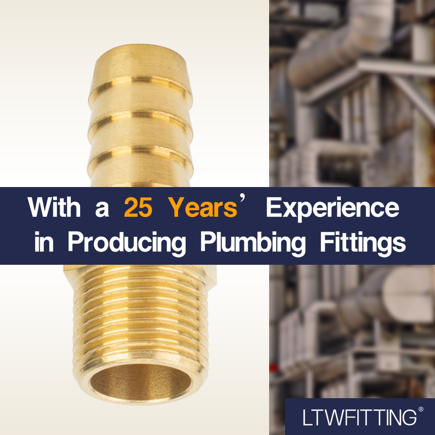 LTWFITTING Brass Barbed Fitting Coupler/Connector 3/8-Inch Male BSPT x 1/2-Inch(12mm) Hose Barb Fuel Gas Water (Pack of 25)