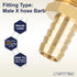 LTWFITTING Brass Barbed Fitting Coupler/Connector 3/4-Inch Male BSPT x 5/8-Inch(16mm) Hose Barb Fuel Gas Water (Pack of 5)