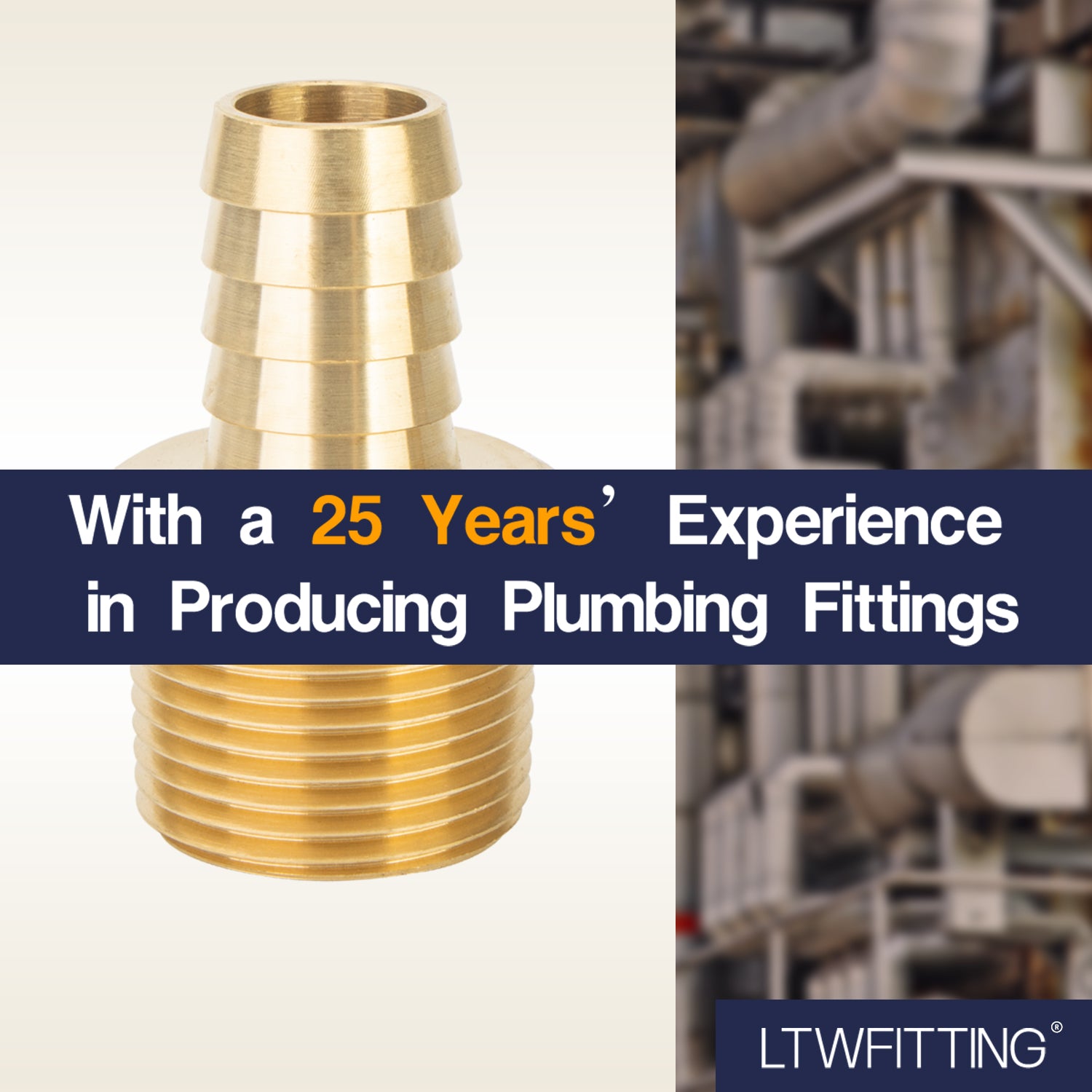 LTWFITTING Brass Barbed Fitting Coupler/Connector 3/4-Inch Male BSPT x 5/8-Inch(16mm) Hose Barb Fuel Gas Water (Pack of 5)
