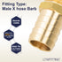 LTWFITTING Brass Barbed Fitting Coupler/Connector 1/2-Inch Male BSPT x 3/4-Inch(19mm) Hose Barb Fuel Gas Water (Pack of 5)