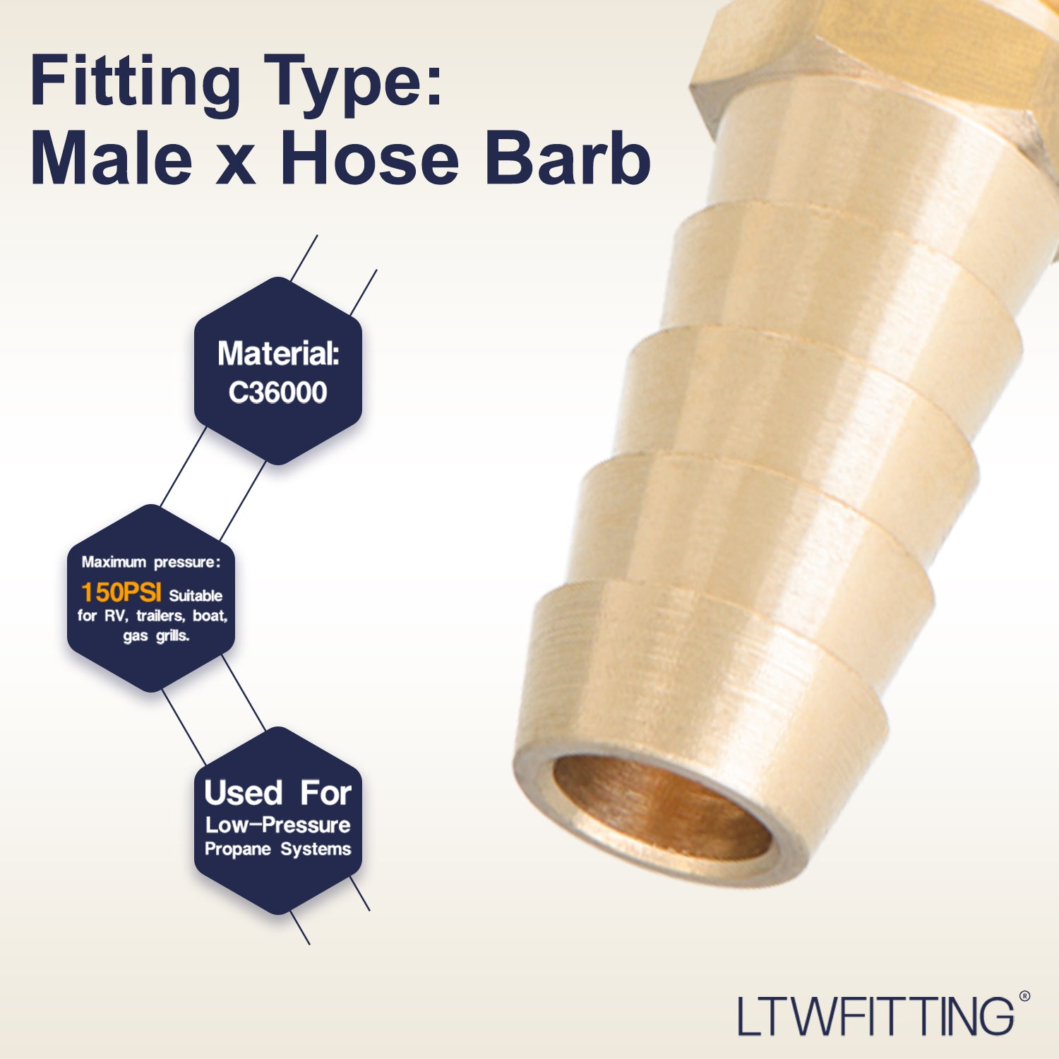 LTWFITTING Assortment Kit Tube OD (1/8-Inch 3/16-Inch 1/4-Inch 5/16-Inch 3/8-Inch) x 1/8-Inch Male BSPT Brass Hose Barb Connector Set (Pack of 25)