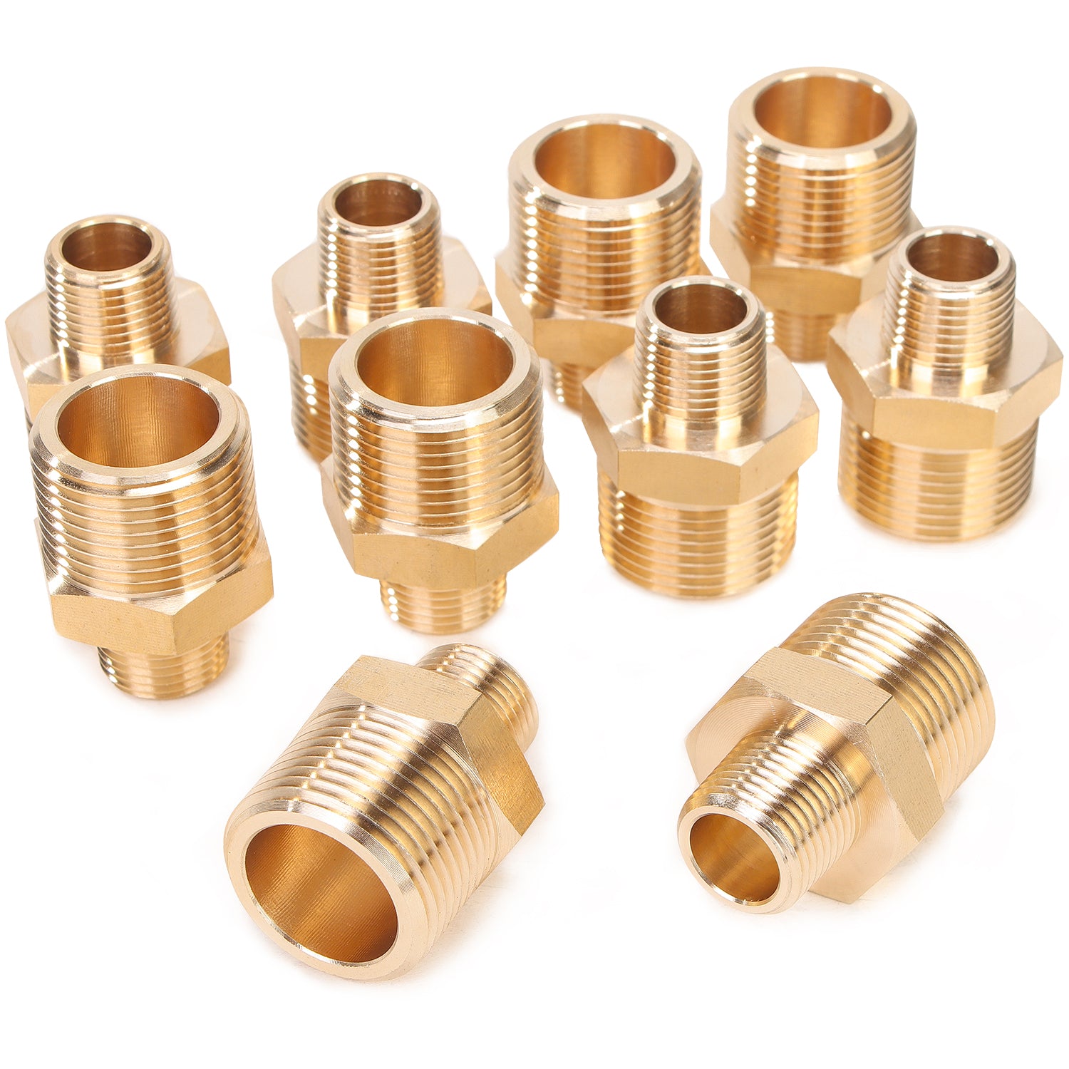 LTWFITTING Brass Pipe Hex Reducing Nipple Fitting 3/4" BSPP x 3/8" NPT(Pack of 20)