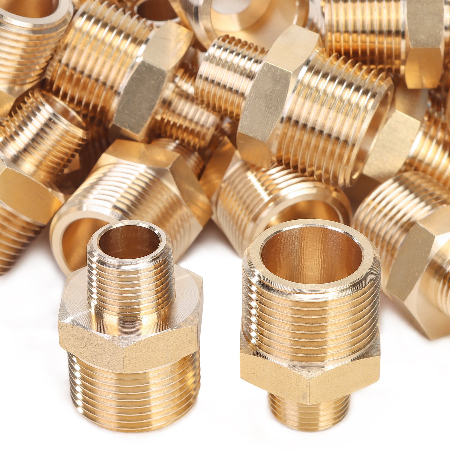 LTWFITTING Brass Pipe Hex Reducing Nipple Fitting 3/4" BSPP x 3/8" NPT(Pack of 100)