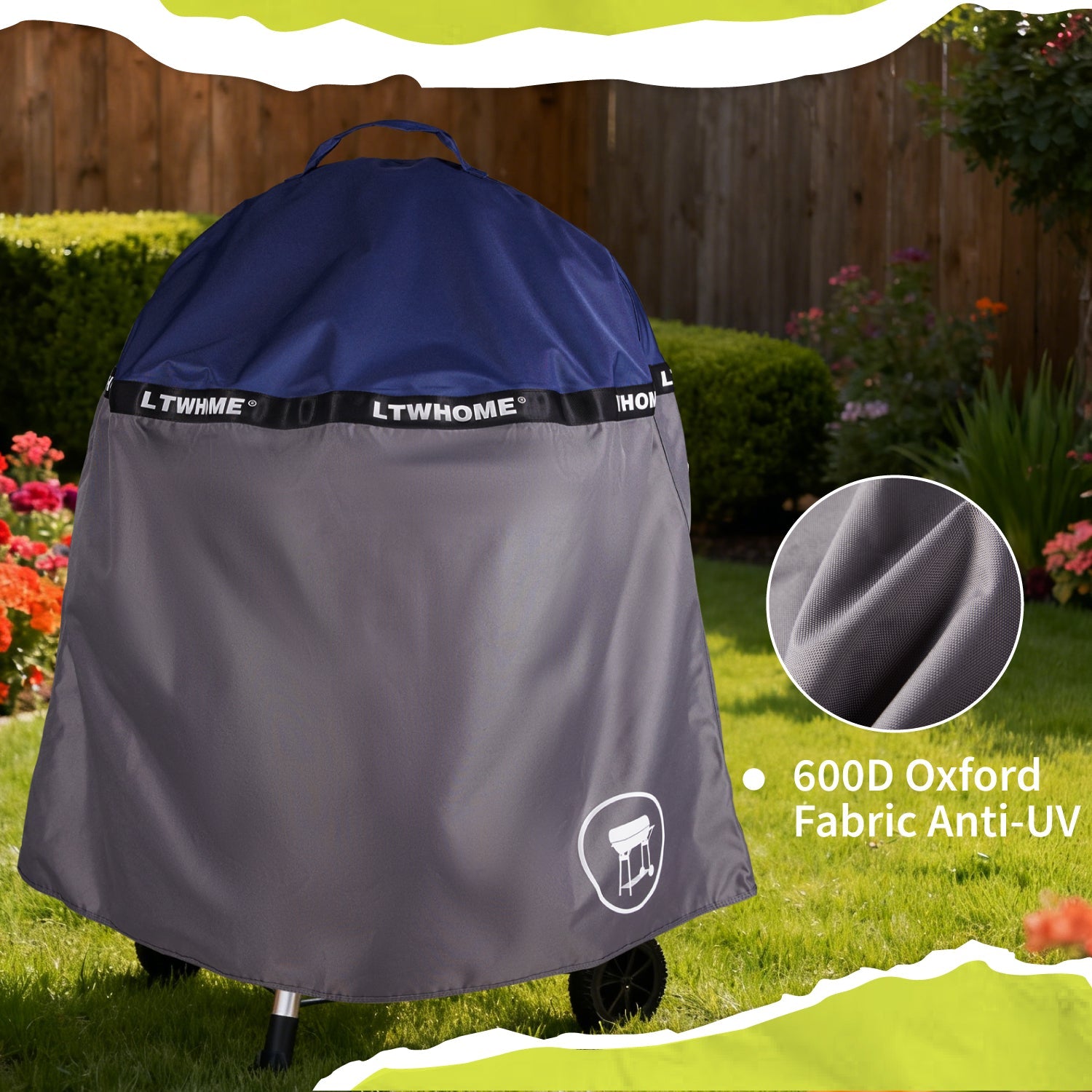 LTWHOME Premium Grill Cover Compatible for Weber 22 Inch Master-Touch Charcoal Kettle Grills, BBQ Grill Cover, Heavy Duty Waterproof Grill Covers