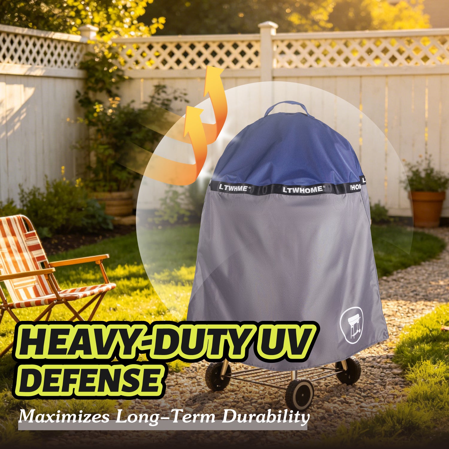 LTWHOME Premium Grill Cover Compatible for Weber 22 Inch Master-Touch Charcoal Kettle Grills, BBQ Grill Cover, Heavy Duty Waterproof Grill Covers