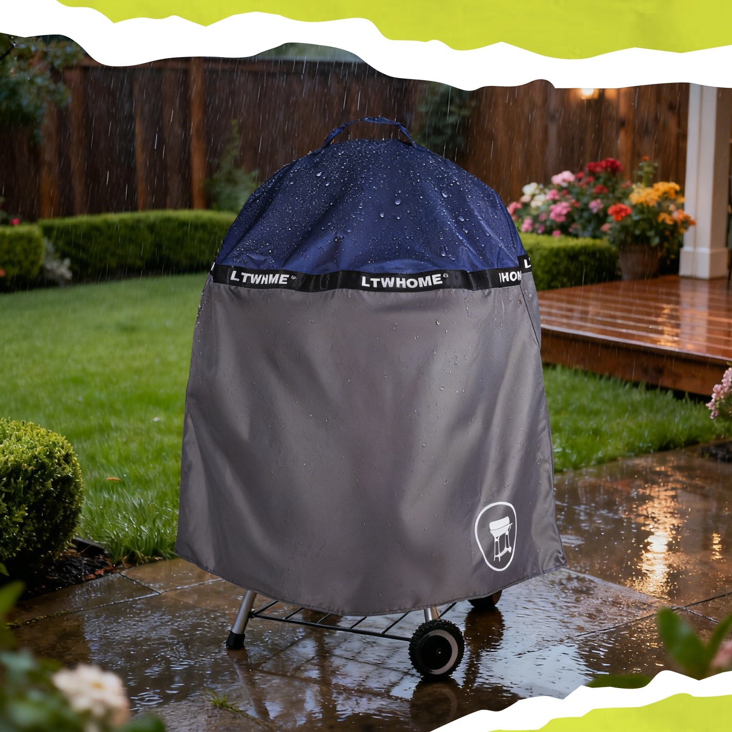 LTWHOME Premium Grill Cover Compatible for Weber 22 Inch Master-Touch Charcoal Kettle Grills, BBQ Grill Cover, Heavy Duty Waterproof Grill Covers