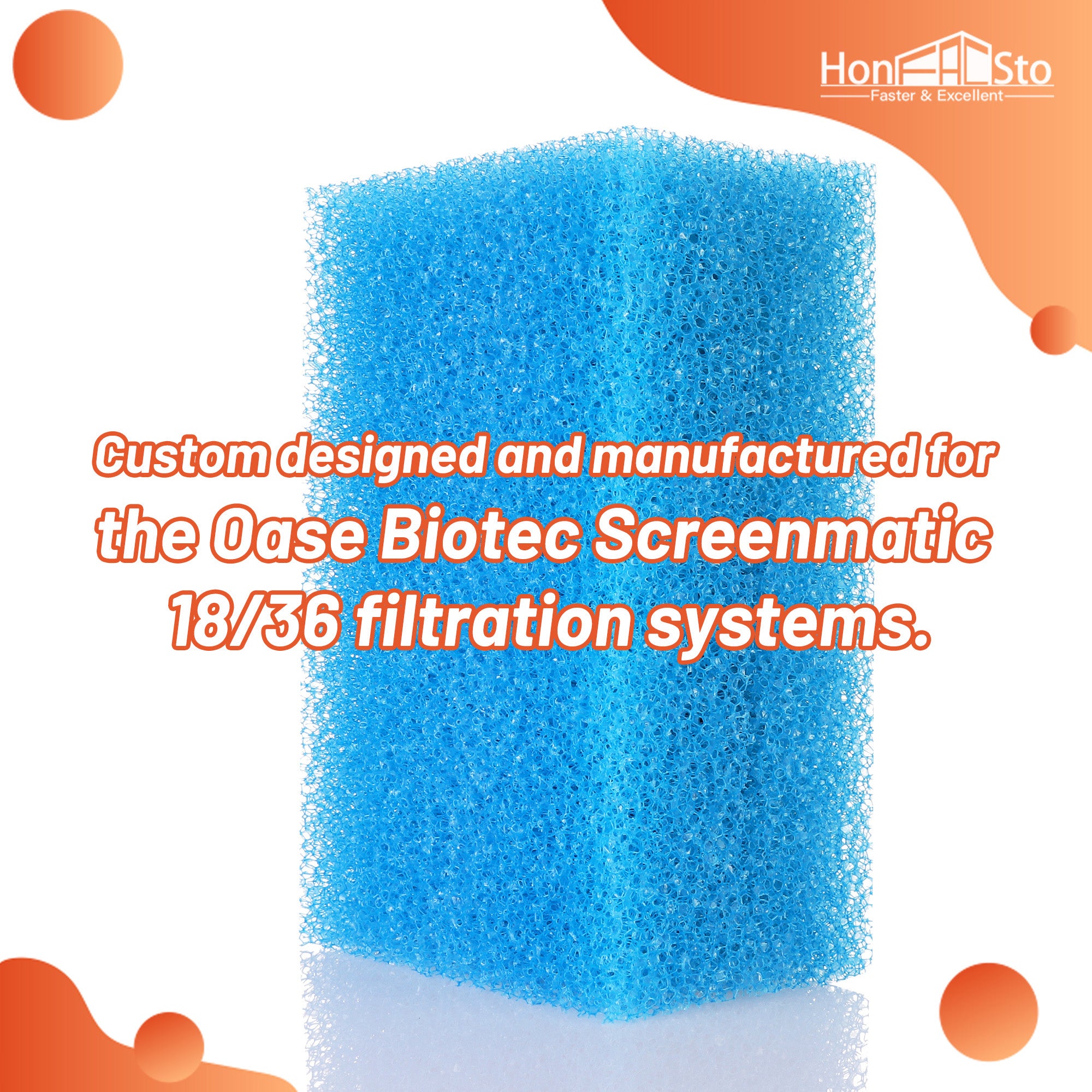 LTWHOME Replacment Blue Coarse Foam Filter Sponge Fit Oase Biotec Screenmatic 18/36 Filter (Pack of 8)