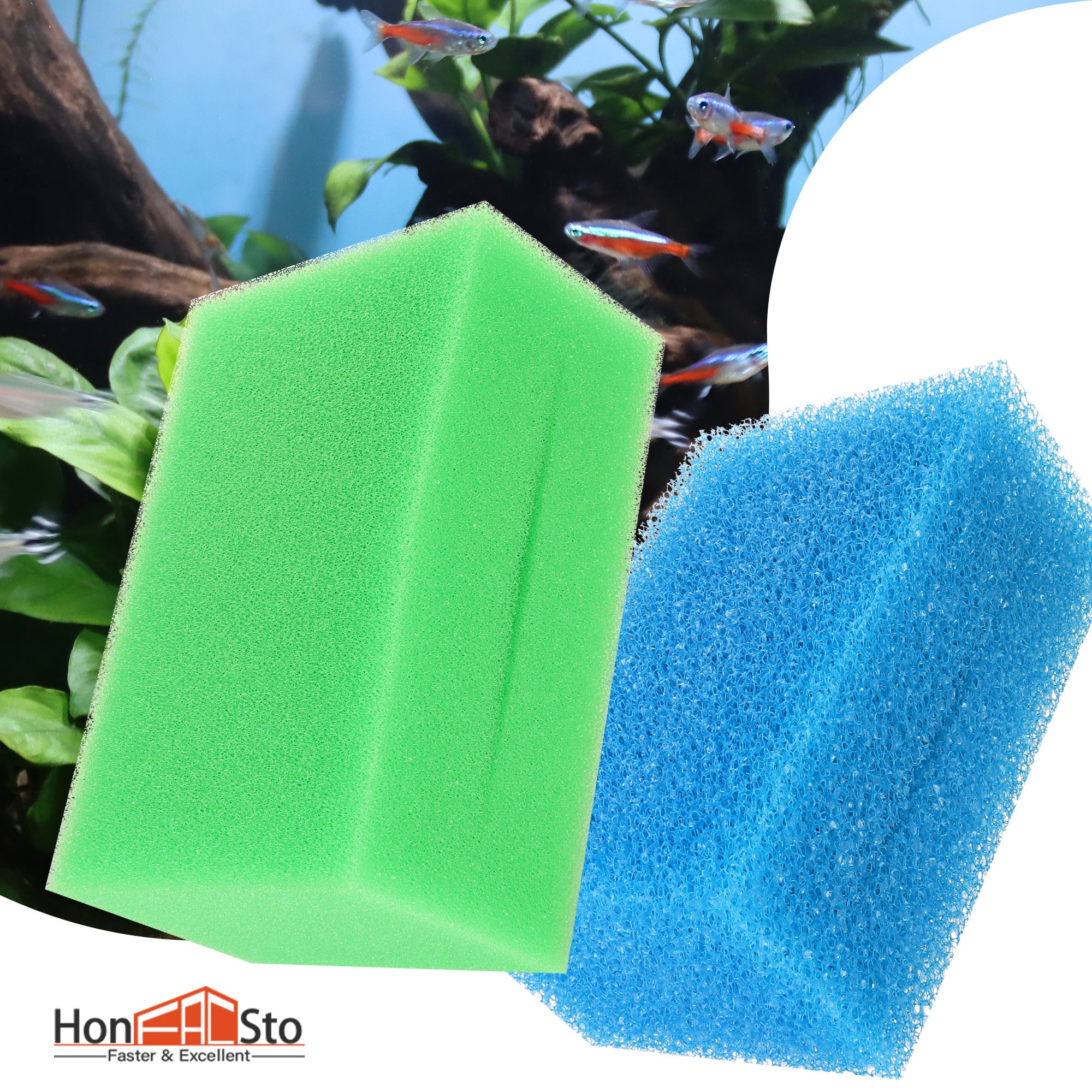 LTWHOME Replacment Foam Filter Sponge Set Fit Oase Biotec Screenmatic 18/36 Filter (8 x Blue Coarse and 8 x Green Fine Foams)