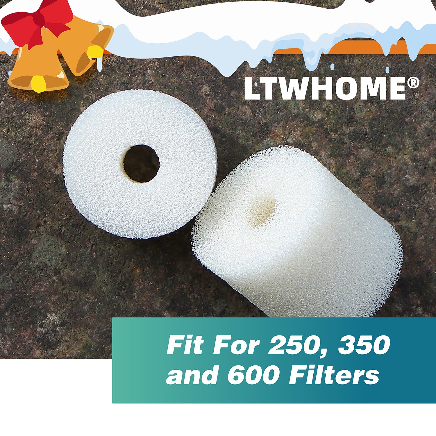 LTWHOME Compatible White Pre-Filter Foam Replacement for Oase BioMaster Filter, 45ppi (Pack of 12)