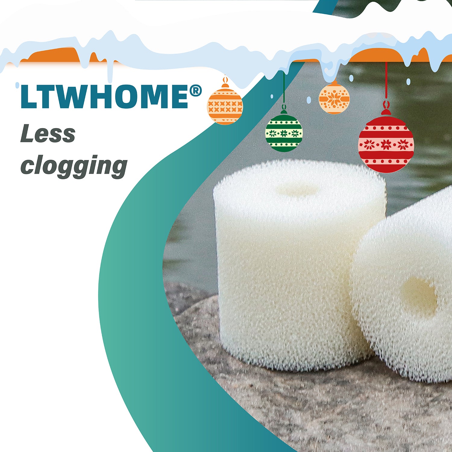 LTWHOME Compatible White Pre-Filter Foam Replacement for Oase BioMaster Filter, 45ppi (Pack of 12)