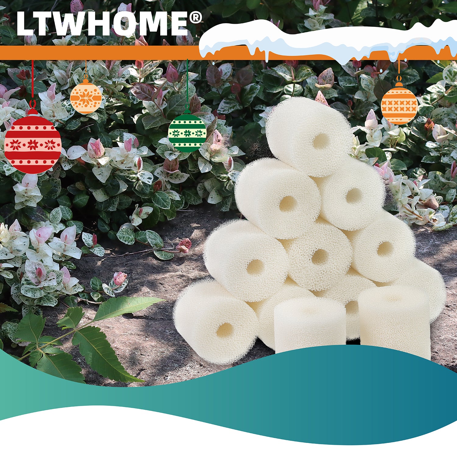 LTWHOME Compatible White Pre-Filter Foam Replacement for Oase BioMaster Filter, 45ppi (Pack of 12)