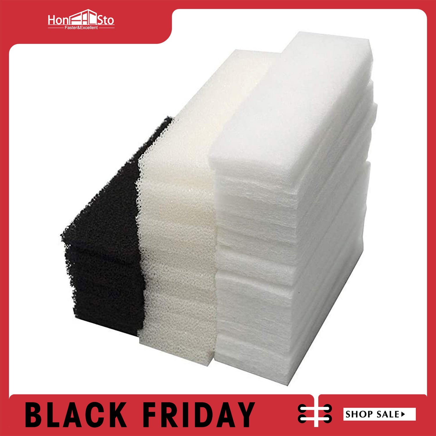 LTWHOME Compatible Foam Carbon Polyester Filter Pads Set Fit for Fluval 3 Plus + Filter(Pack of 36)