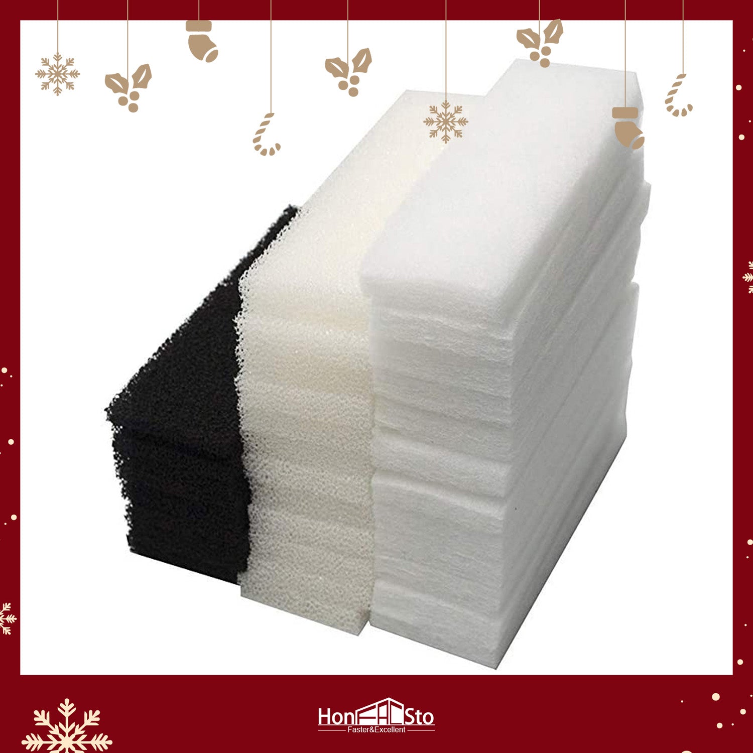 LTWHOME Compatible Foam Carbon Polyester Filter Pads Set Fit for Fluval 3 Plus + Filter(Pack of 36)