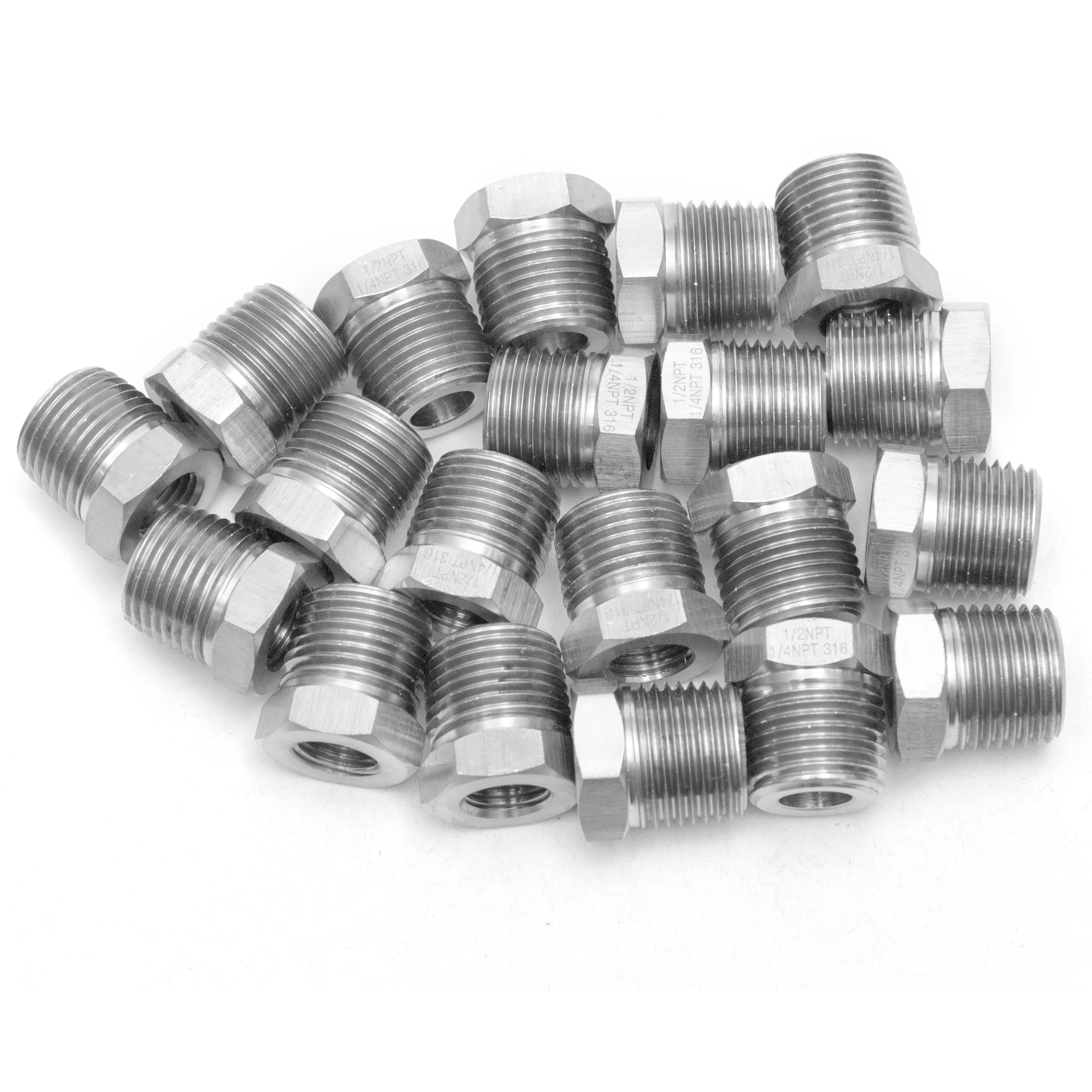 LTWFITTING Class 3000 Stainless Steel 316 Pipe Hex Bushing Reducer Fittings 1/2 Inch Male x 1/4 Inch Female NPT (Pack of 150)