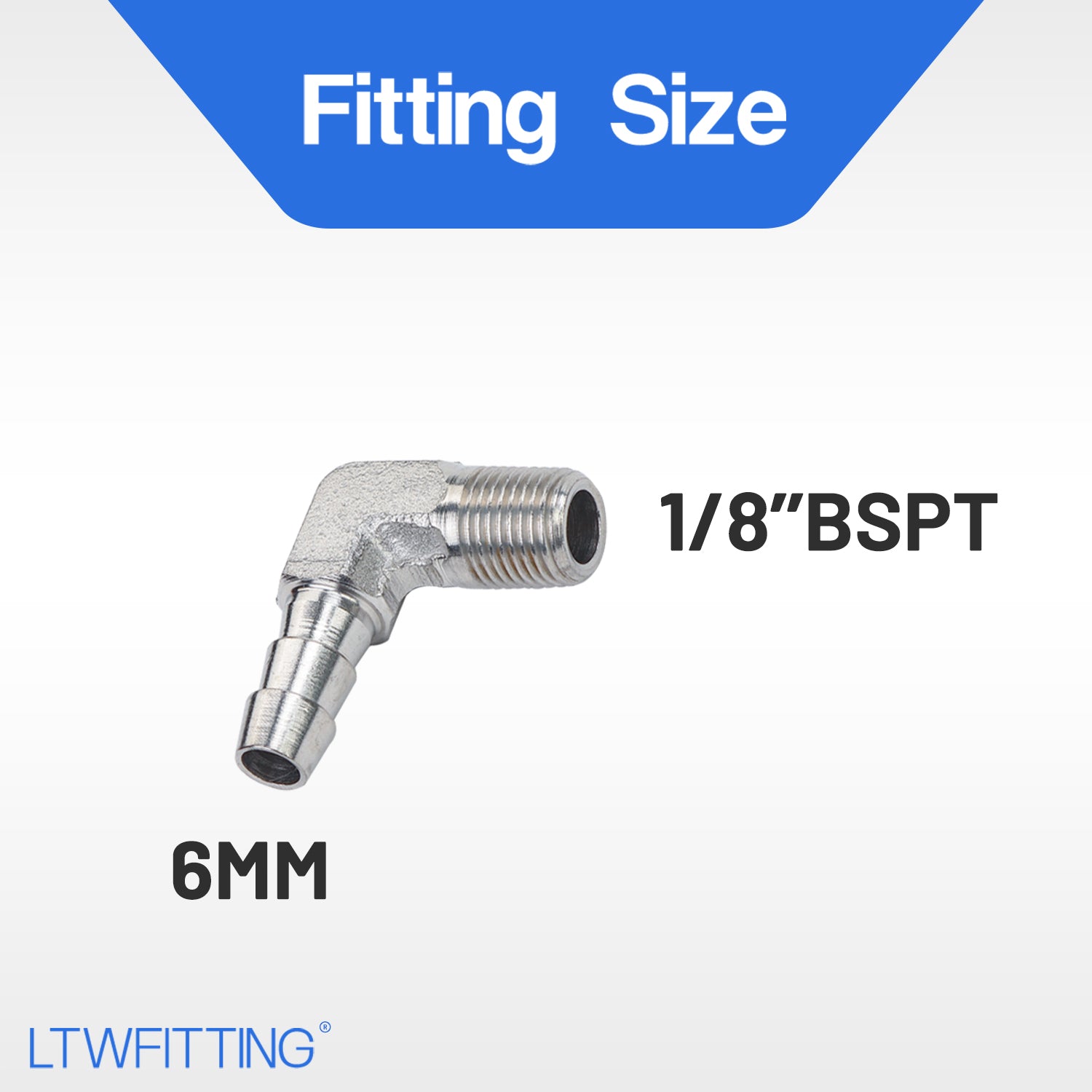 LTWFITTING Stainless Steel 316 90 Degree Elbow Barb Fitting 1/4-Inch(6mm) Hose ID x 1/8-Inch Male BSPT (Pack of 400)