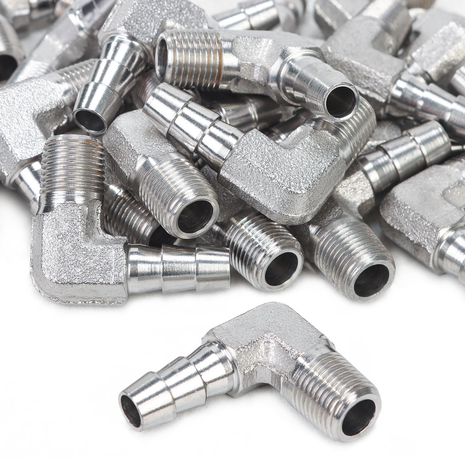 LTWFITTING Stainless Steel 316 90 Degree Elbow Barb Fitting 1/4-Inch(6mm) Hose ID x 1/8-Inch Male BSPT (Pack of 400)
