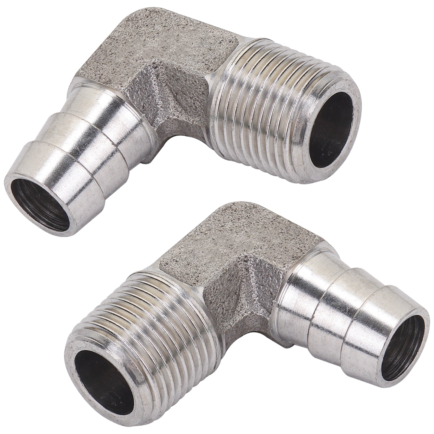 LTWFITTING 90 Deg Elbow 12MM ID Hose x 3/8-Inch Male BSPT Stainless Steel 316 Barb Fitting (Pack of 2)