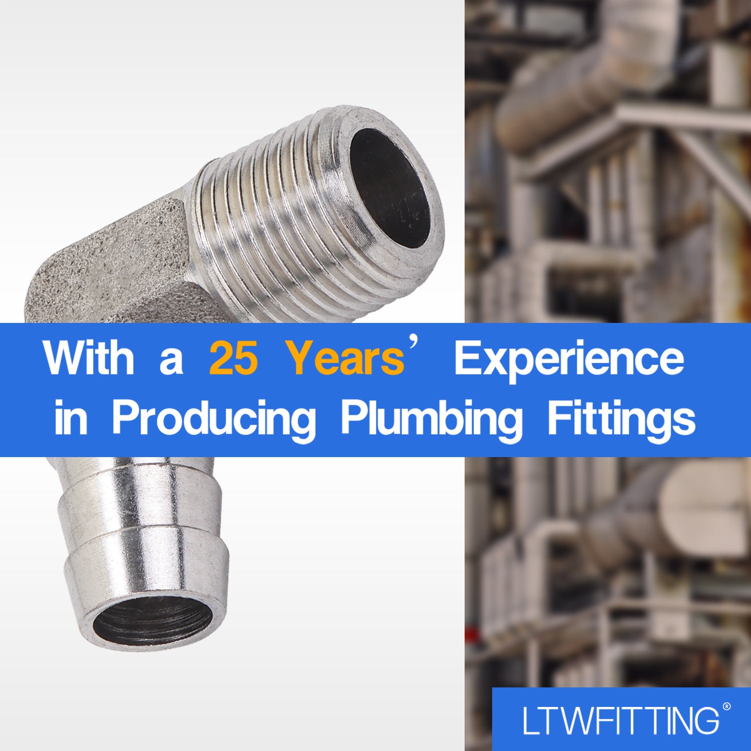 LTWFITTING 90 Deg Elbow 12MM ID Hose x 3/8-Inch Male BSPT Stainless Steel 316 Barb Fitting (Pack of 2)