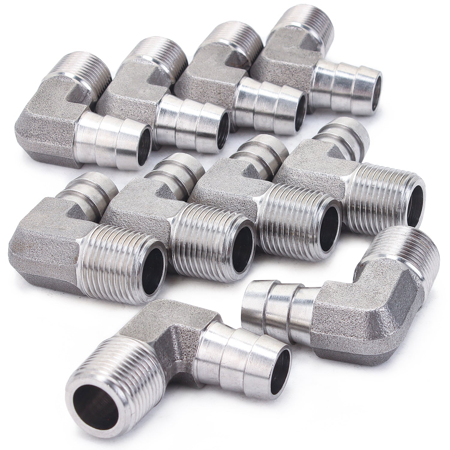 LTWFITTING 90 Deg Elbow 12MM ID Hose x 3/8-Inch Male BSPT Stainless Steel 316 Barb Fitting (Pack of 25)