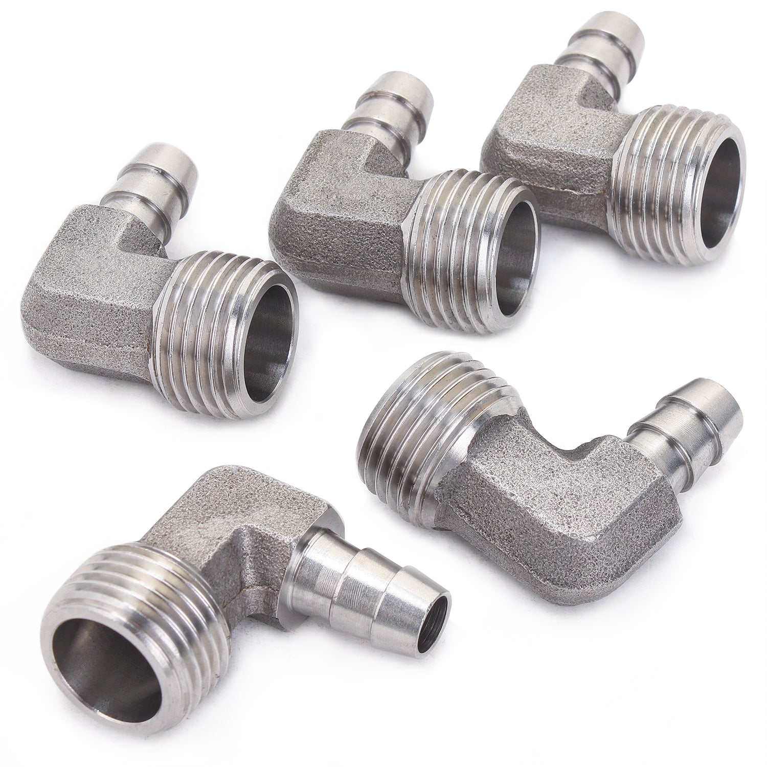 LTWFITTING 90 Deg Elbow 10MM ID Hose x 1/2-Inch Male BSPT Stainless Steel 316 Barb Fitting (Pack of 5)