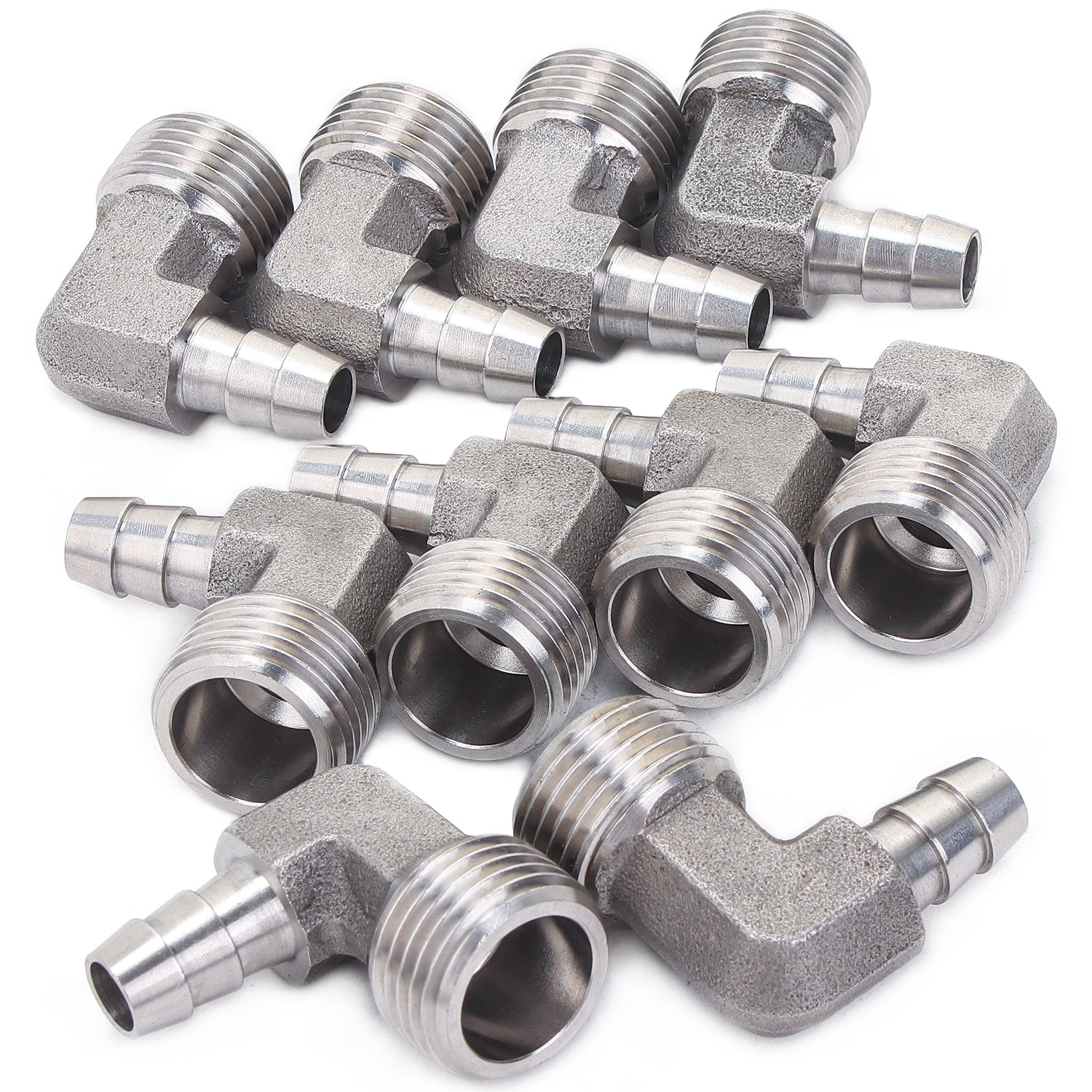 LTWFITTING 90 Deg Elbow 10MM ID Hose x 1/2-Inch Male BSPT Stainless Steel 316 Barb Fitting (Pack of 25)