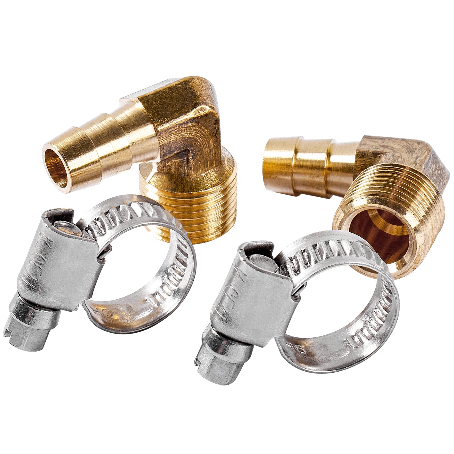 LTWFITTING 2 Sets Instant Hose Repair Kit 3/8 inch BSPT x 10mm ID Brass 90 Deg Elbow with 10-16mm SS316 Clamp