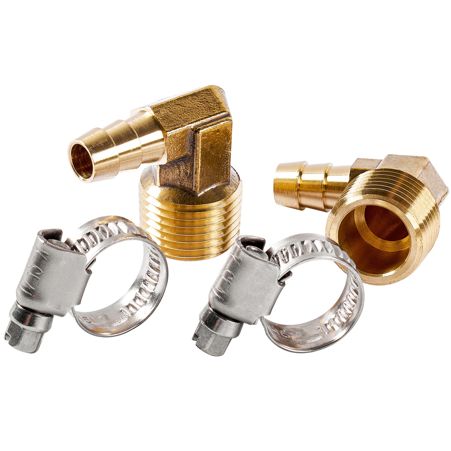 LTWFITTING 2 Sets Instant Hose Repair Kit 1/2 inch BSPT x 10mm ID Brass 90 Deg Elbow with 10-16mm SS316 Clamp