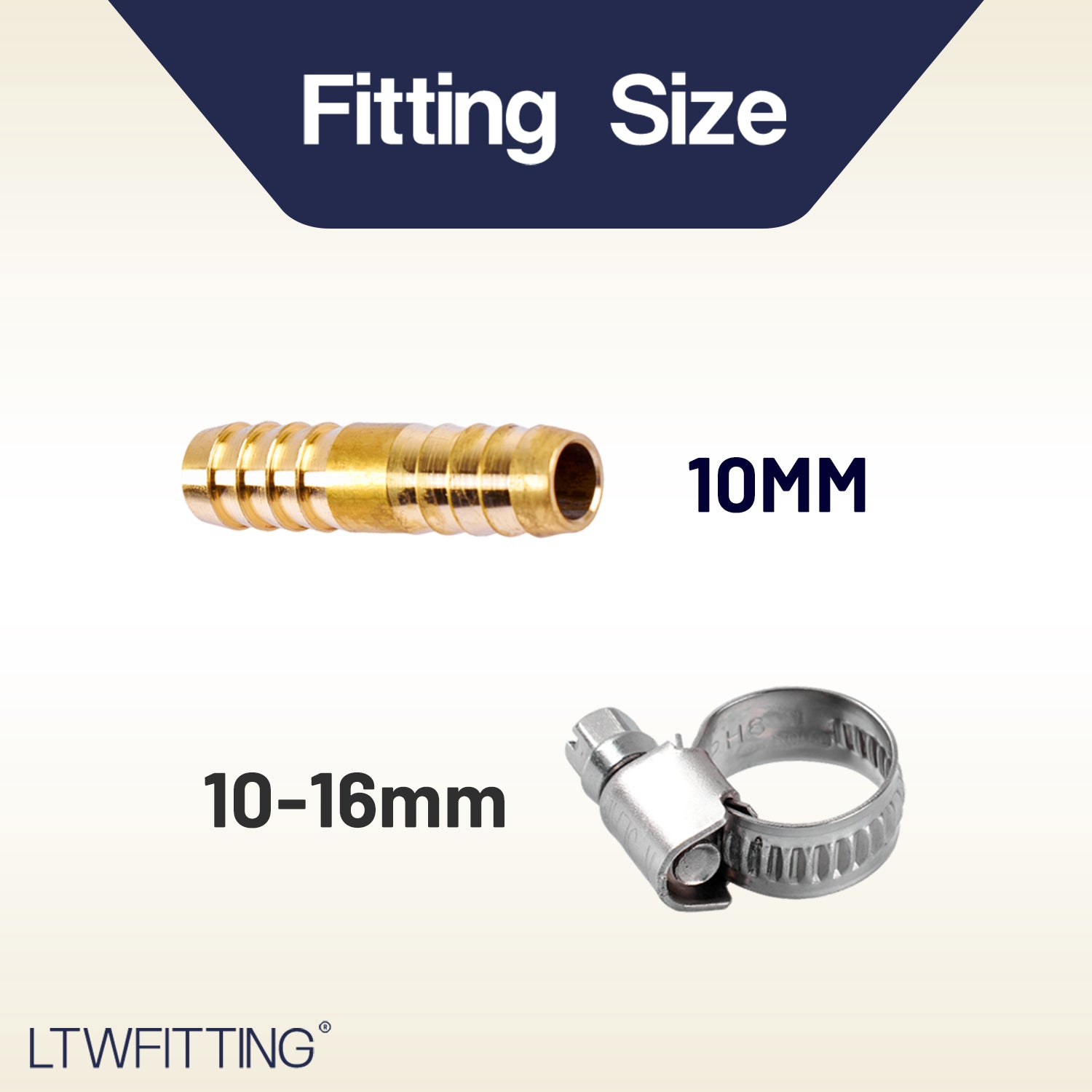 LTWFITTING 2 Sets Instant Hose Repair Kit 10mm ID Brass Splicer with 10-16mm SS316 Clamp