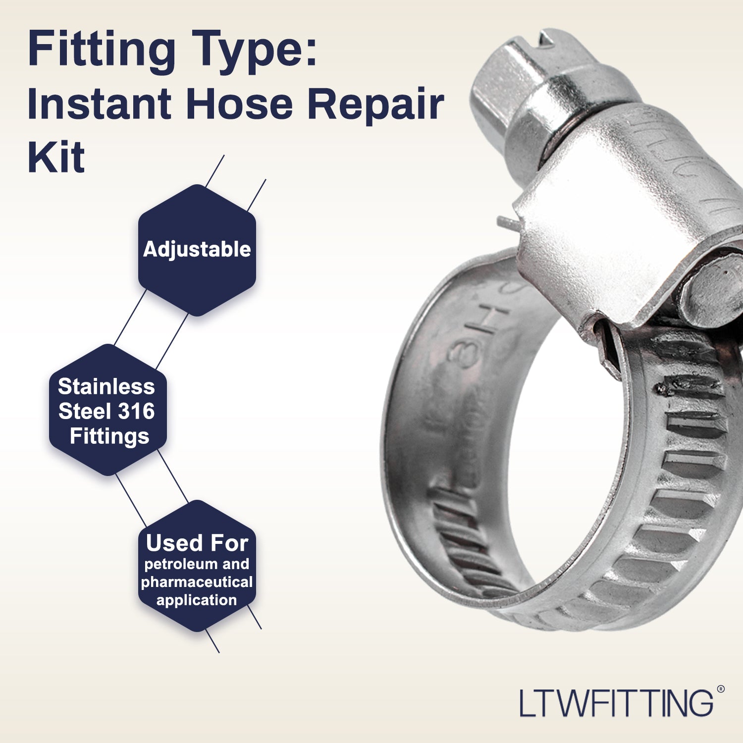 LTWFITTING 2 Sets Instant Hose Repair Kit 10mm ID Brass Splicer with 10-16mm SS316 Clamp