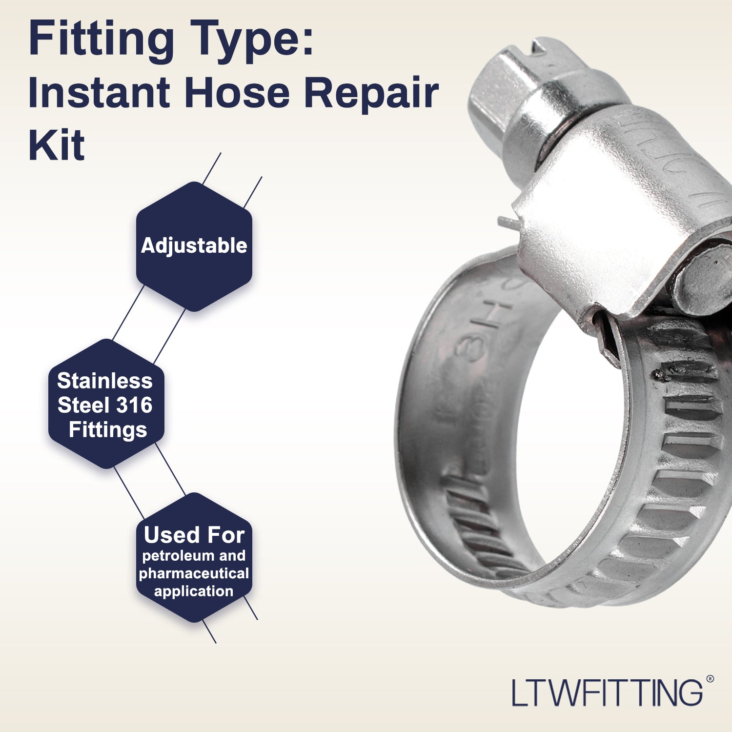 LTWFITTING 2 Sets Instant Hose Repair Kit 10mm x 12mm ID Brass Splicer with 10-16mm SS316 Clamp