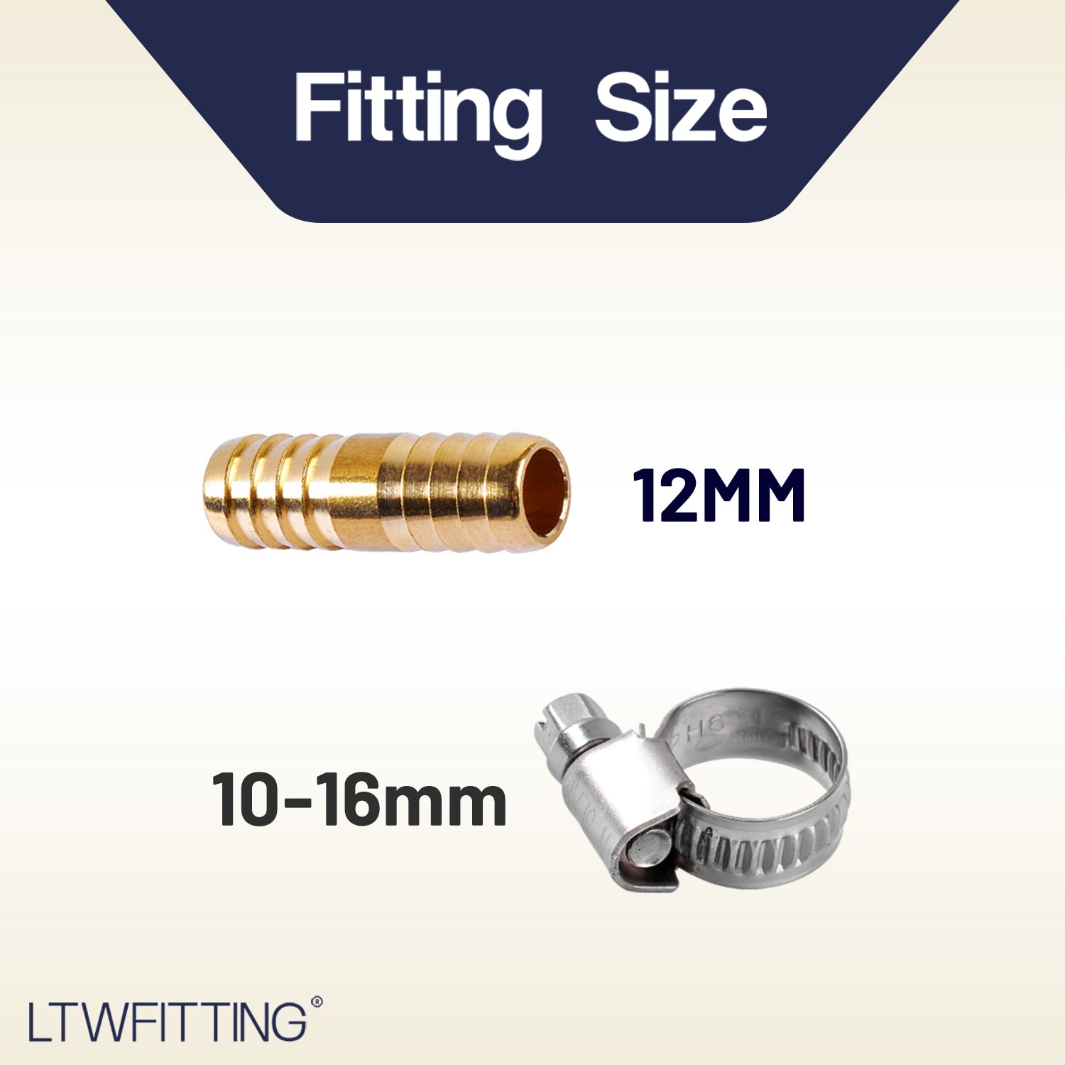 LTWFITTING 2 Sets Instant Hose Repair Kit 12mm ID Brass Splicer with 10-16mm SS316 Clamp