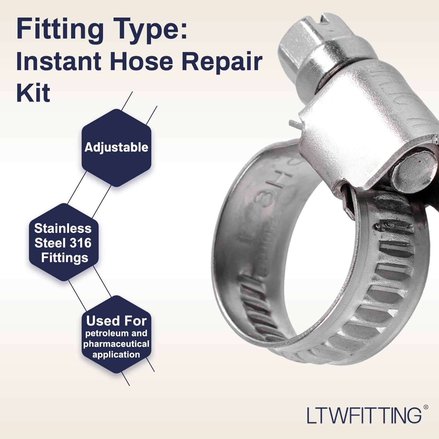 LTWFITTING 2 Sets Instant Hose Repair Kit 12mm ID Brass Splicer with 10-16mm SS316 Clamp
