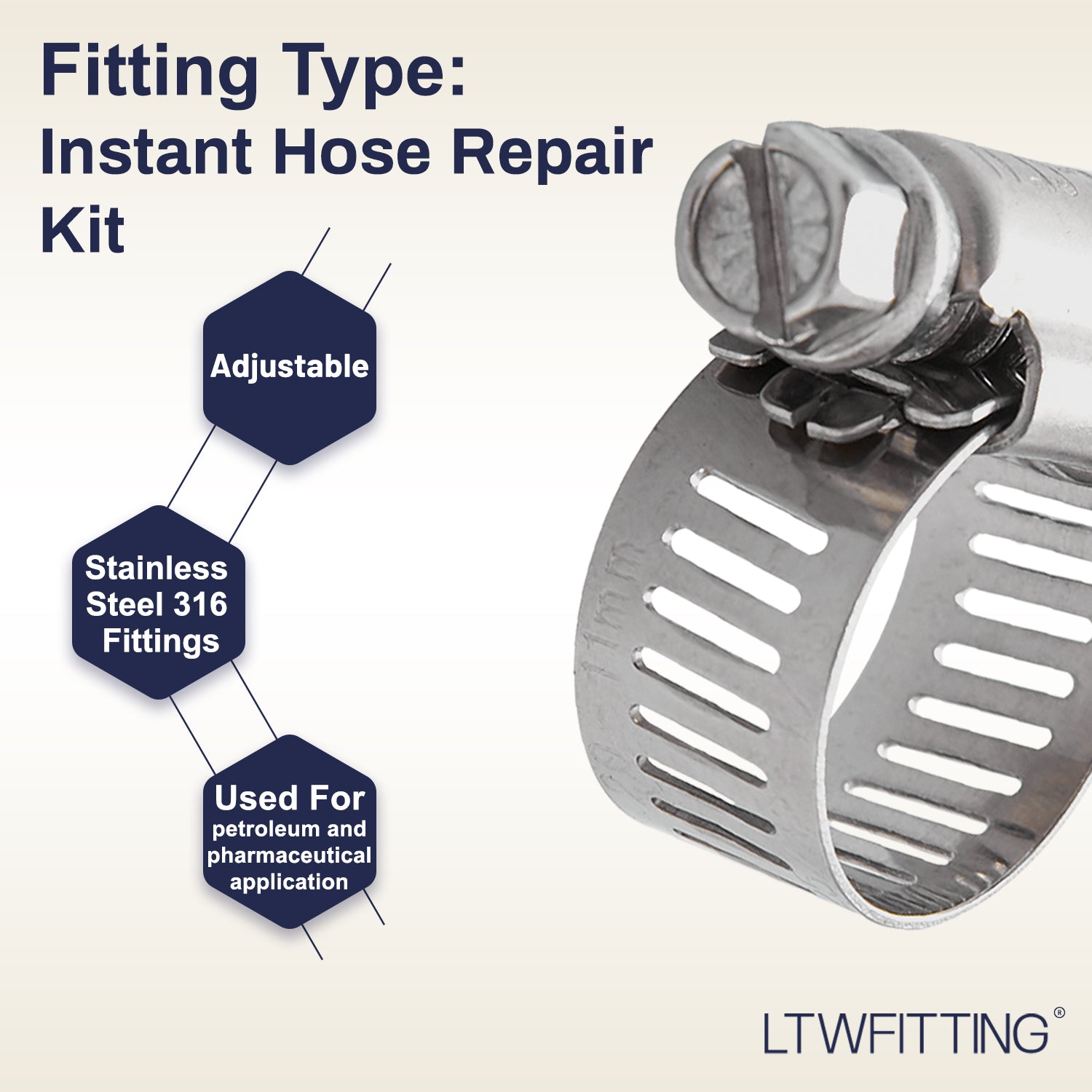 LTWFITTING 2 Sets Instant Hose Repair Kit 10mm x 16mm ID Brass Splicer with 11-20mm SS316 Clamp