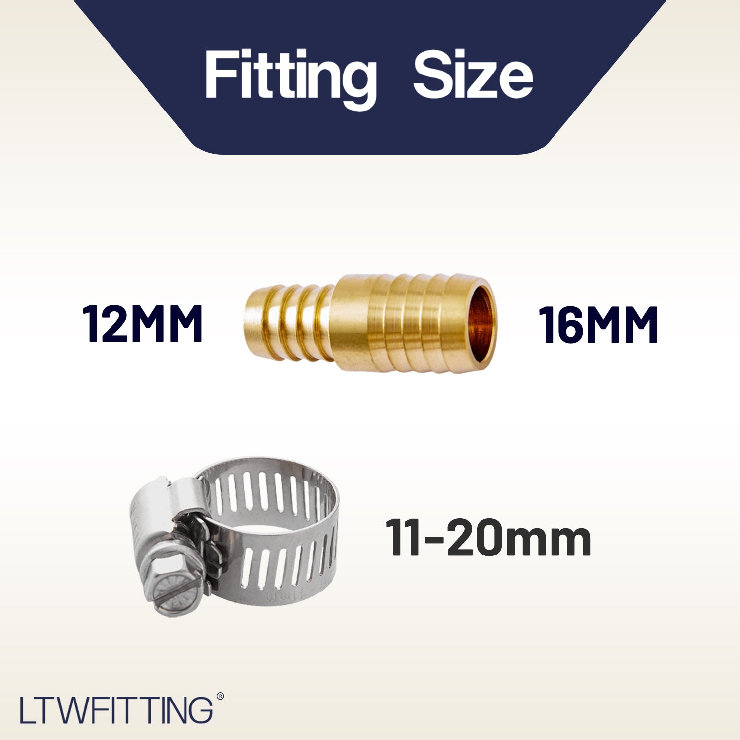 LTWFITTING 2 Sets Instant Hose Repair Kit 12mm x 16mm ID Brass Splicer with 11-20mm SS316 Clamp