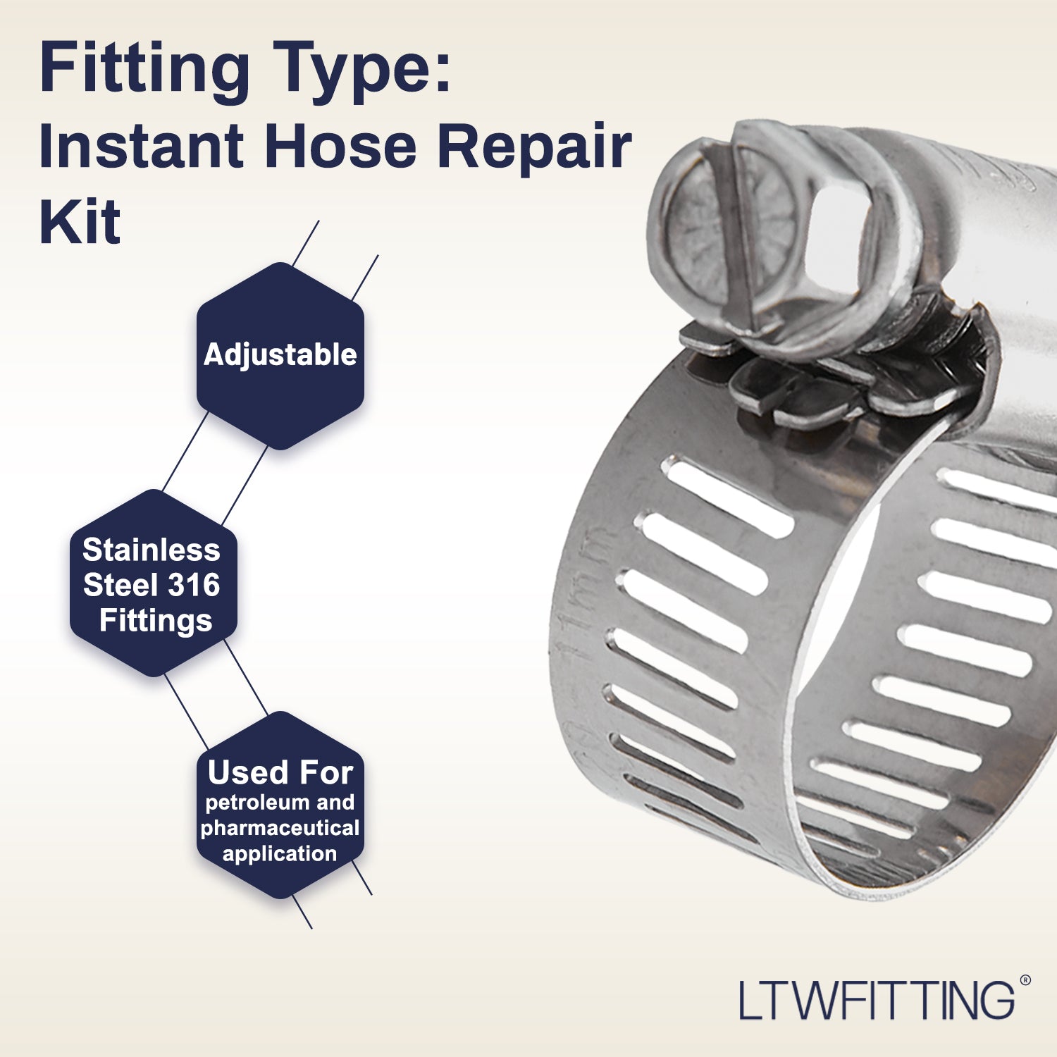 LTWFITTING 2 Sets Instant Hose Repair Kit 12mm x 16mm ID Brass Splicer with 11-20mm SS316 Clamp