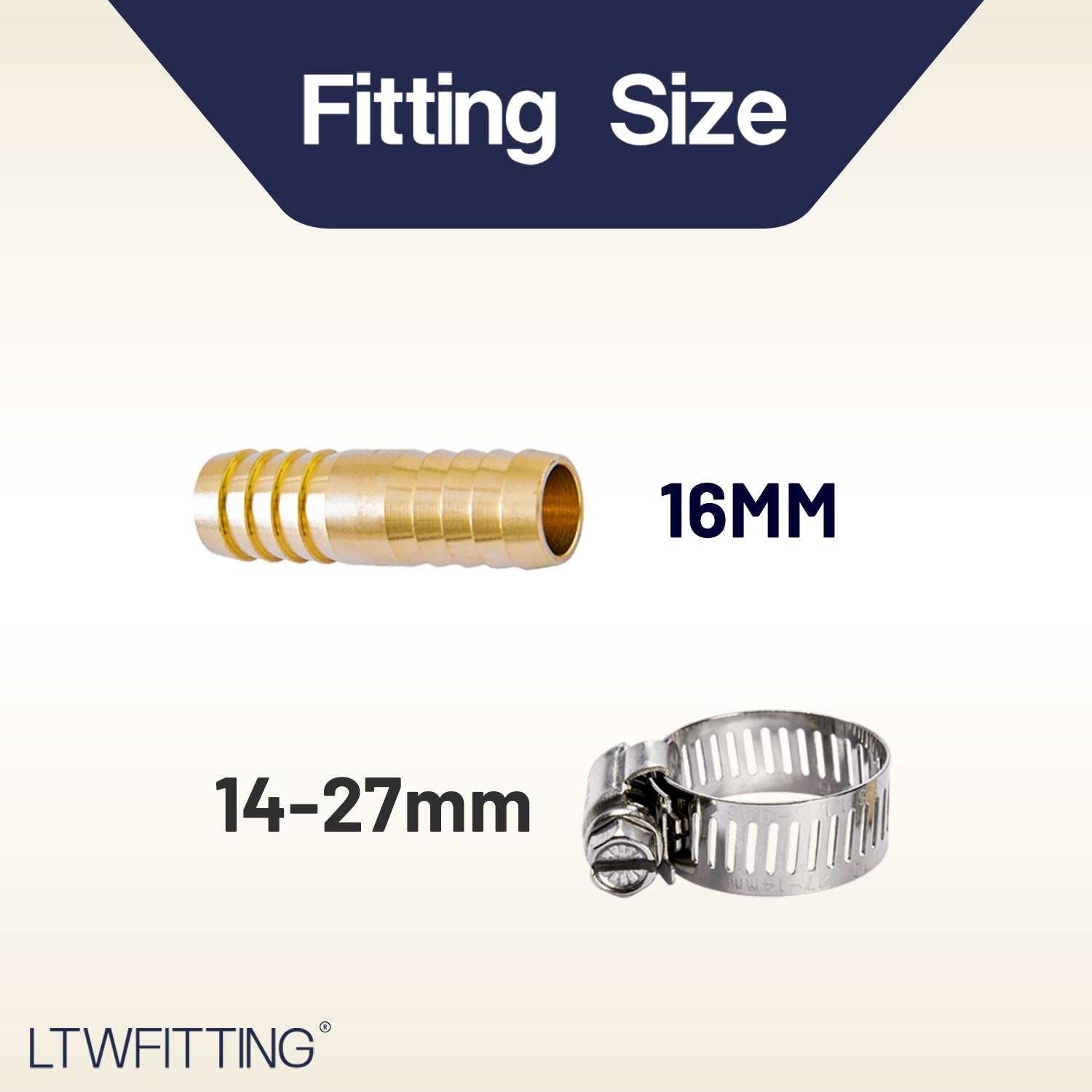 LTWFITTING 2 Sets Instant Hose Repair Kit 16mm ID Brass Splicer with 14-27mm SS316 Clamp