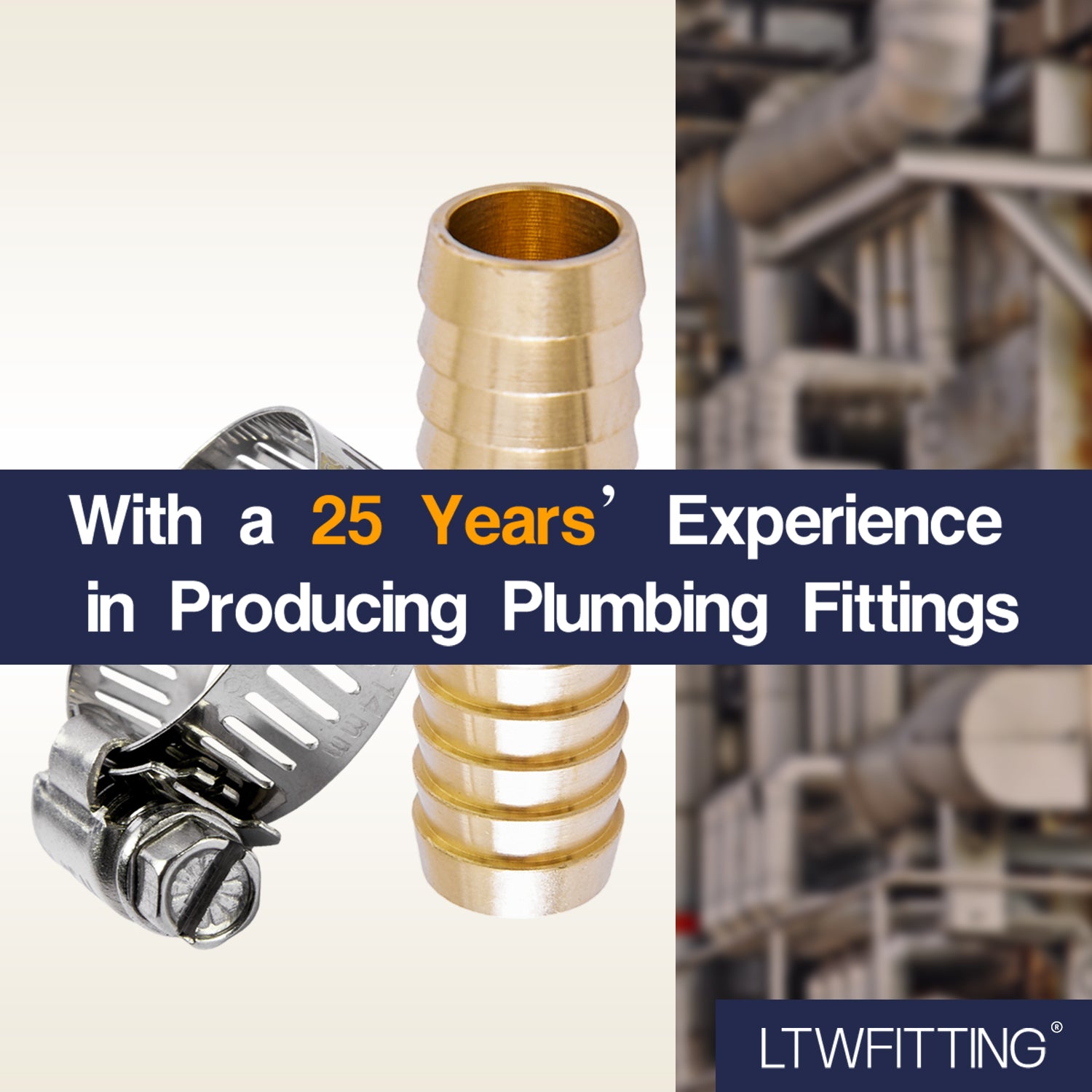 LTWFITTING 2 Sets Instant Hose Repair Kit 16mm ID Brass Splicer with 14-27mm SS316 Clamp
