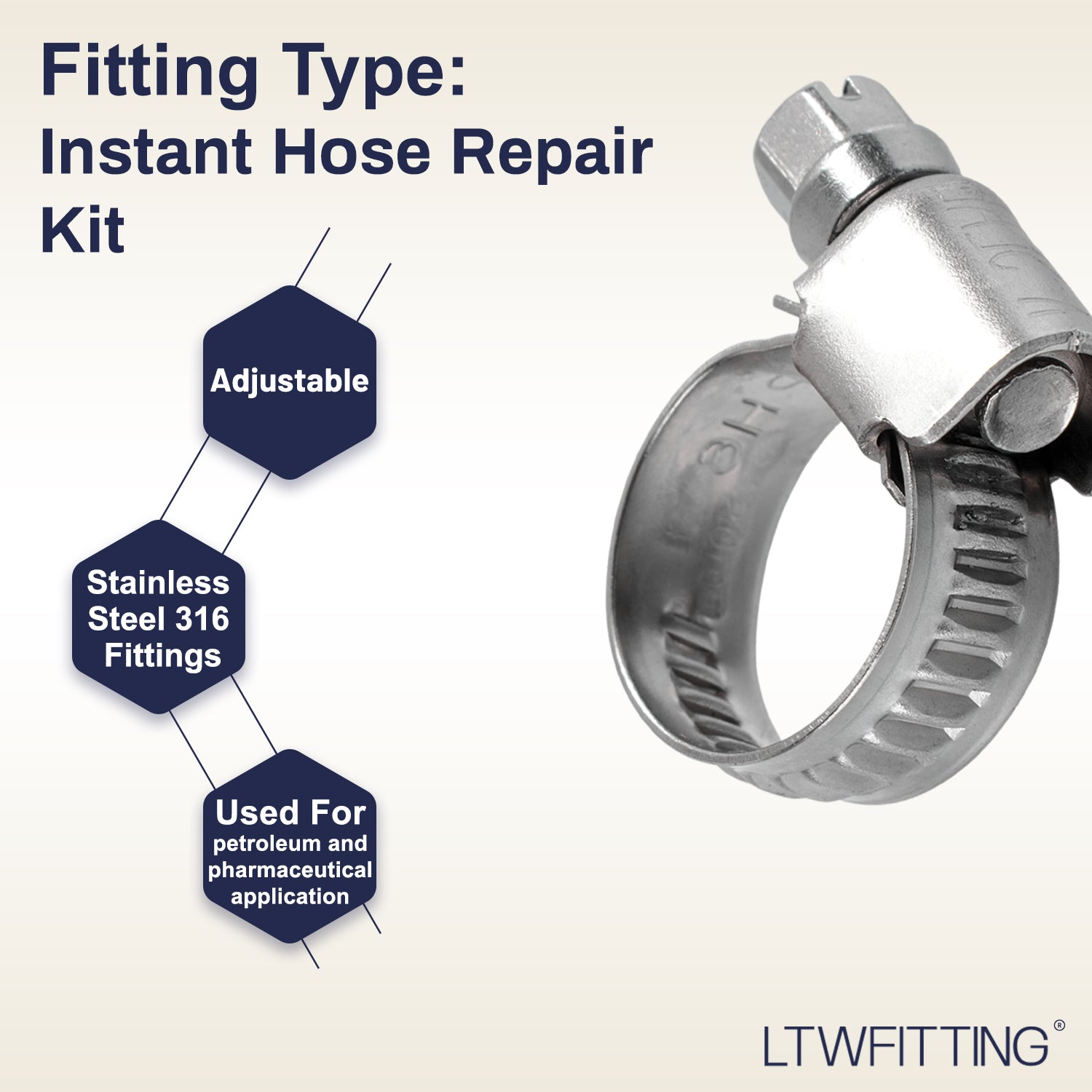 LTWFITTING 2 Sets Instant Hose Repair Kit 1/4'BSP x 10mm ID Brass Coupler with 10-16mm SS316 Clamp