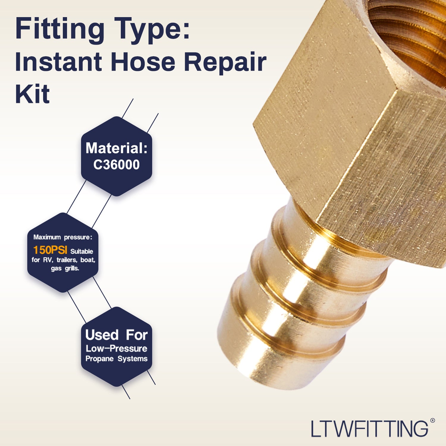 LTWFITTING 2 Sets Instant Hose Repair Kit 3/8'BSP x 10mm ID Brass Coupler with 10-16mm SS316 Clamp