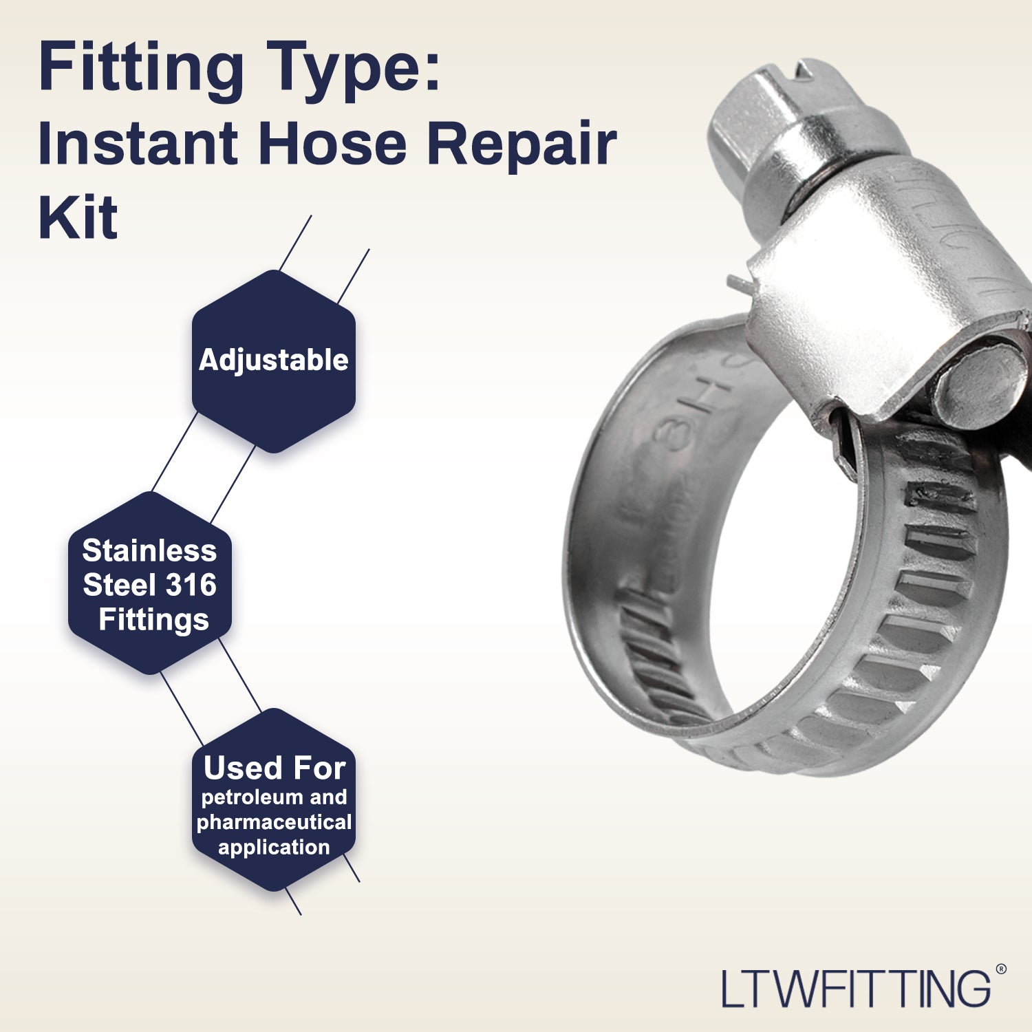 LTWFITTING 2 Sets Instant Hose Repair Kit 3/8'BSP x 10mm ID Brass Coupler with 10-16mm SS316 Clamp