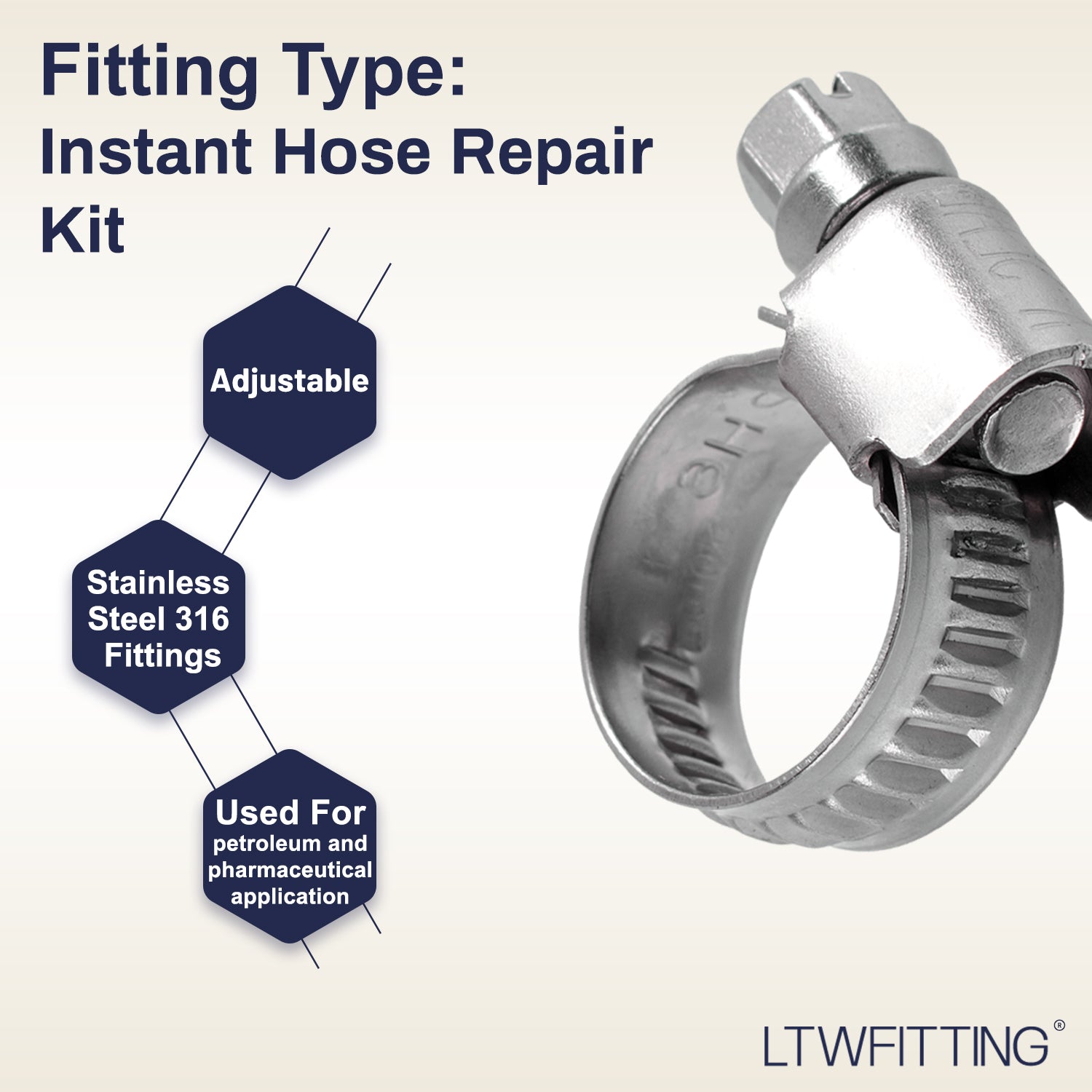 LTWFITTING 2 Sets Instant Hose Repair Kit 1/2'BSP x 12mm ID Brass Coupler with 10-16mm SS316 Clamp