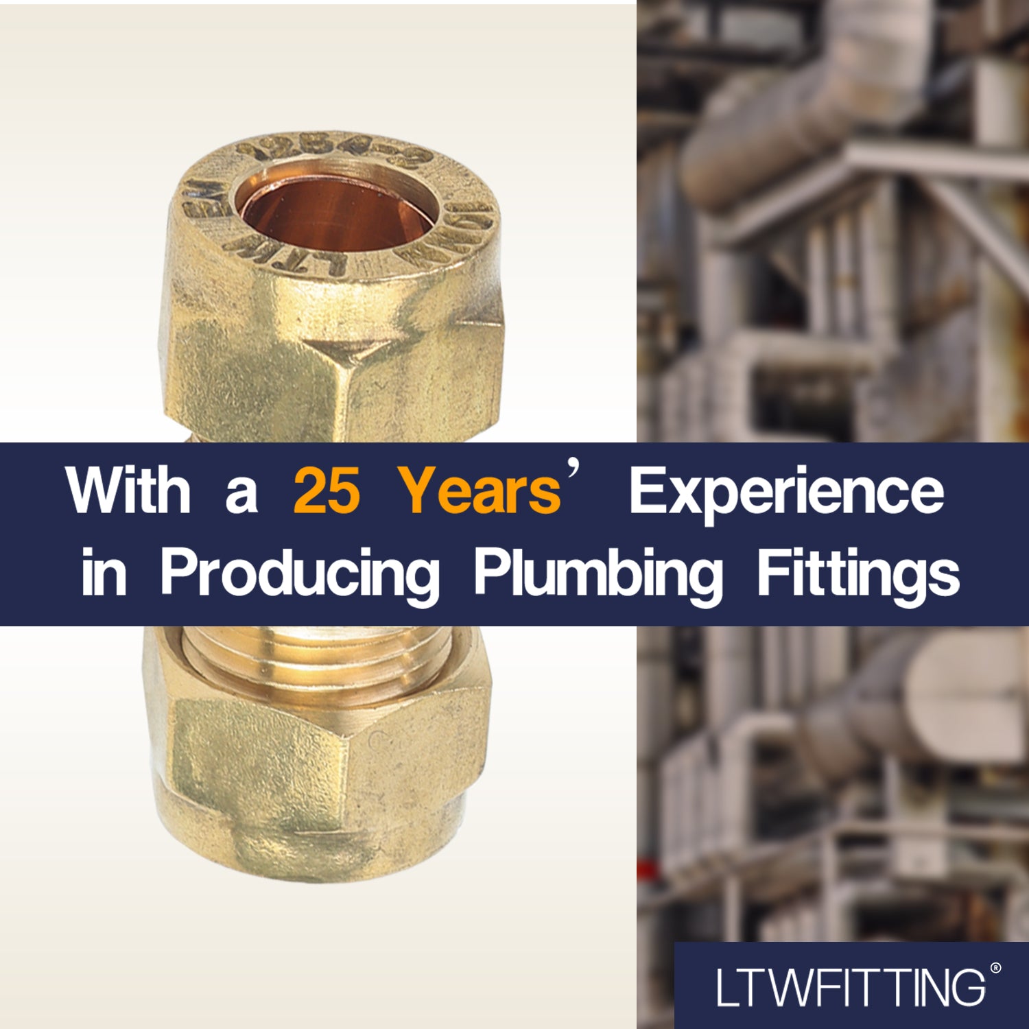 LTWFITTING 10MM OD Compression Union, Brass Compression Fitting (Pack of 10)