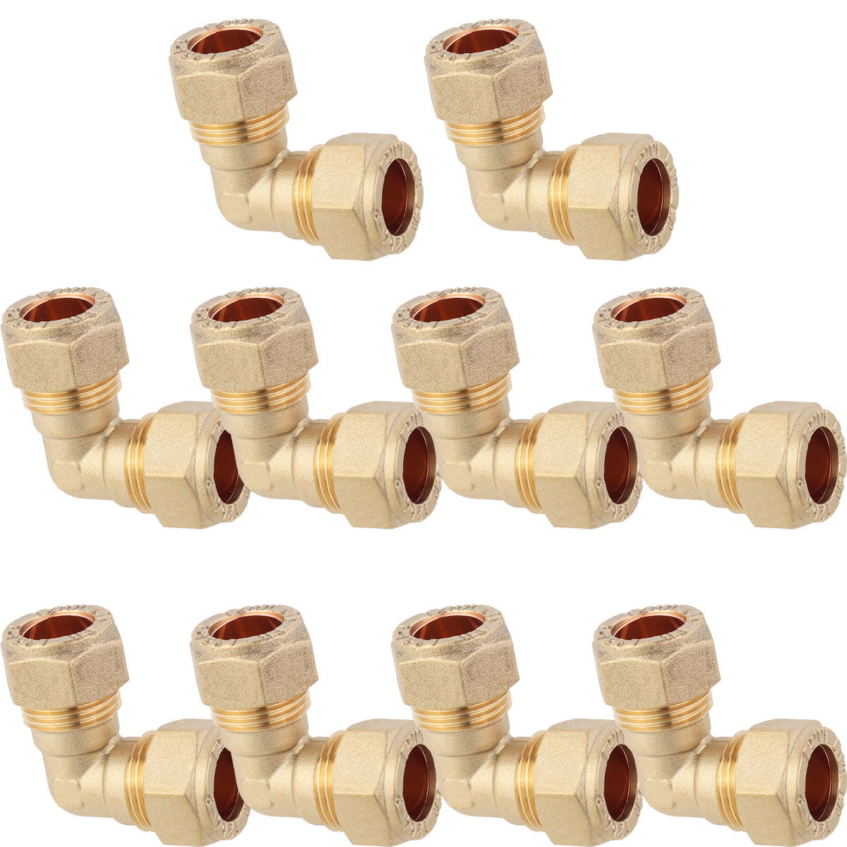 LTWFITTING 12MM OD 90 Degree Compression Elbow, Brass Compression Fitting (Pack of 10)