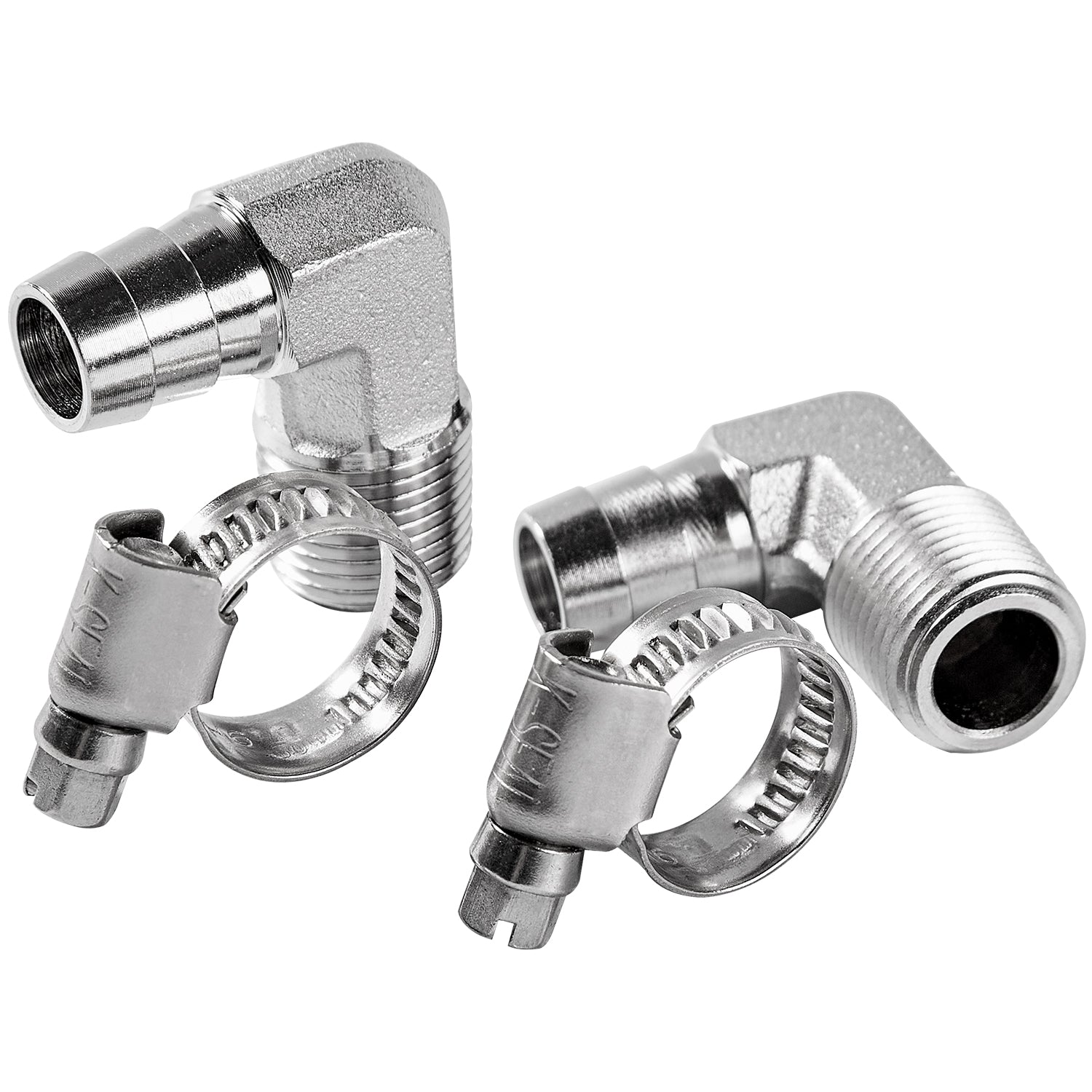 LTWFITTING 2 Sets Instant Hose Repair Kit 3/8 inch BSPT x 12mm ID SS316 90 Deg Elbow with 10-16mm SS316 Clamp