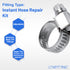 LTWFITTING 2 Sets Instant Hose Repair Kit 3/8 inch BSPT x 12mm ID SS316 90 Deg Elbow with 10-16mm SS316 Clamp