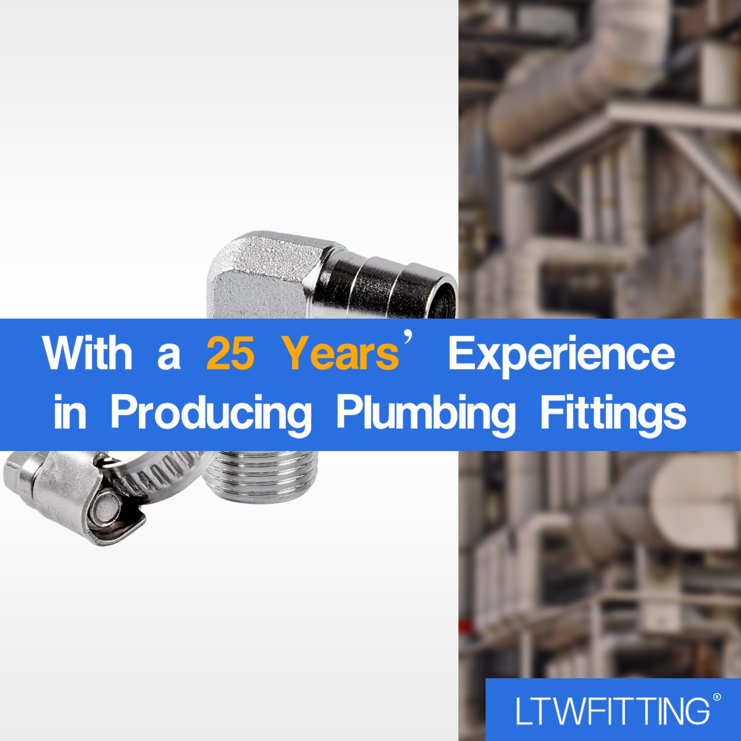 LTWFITTING 2 Sets Instant Hose Repair Kit 3/8 inch BSPT x 12mm ID SS316 90 Deg Elbow with 10-16mm SS316 Clamp