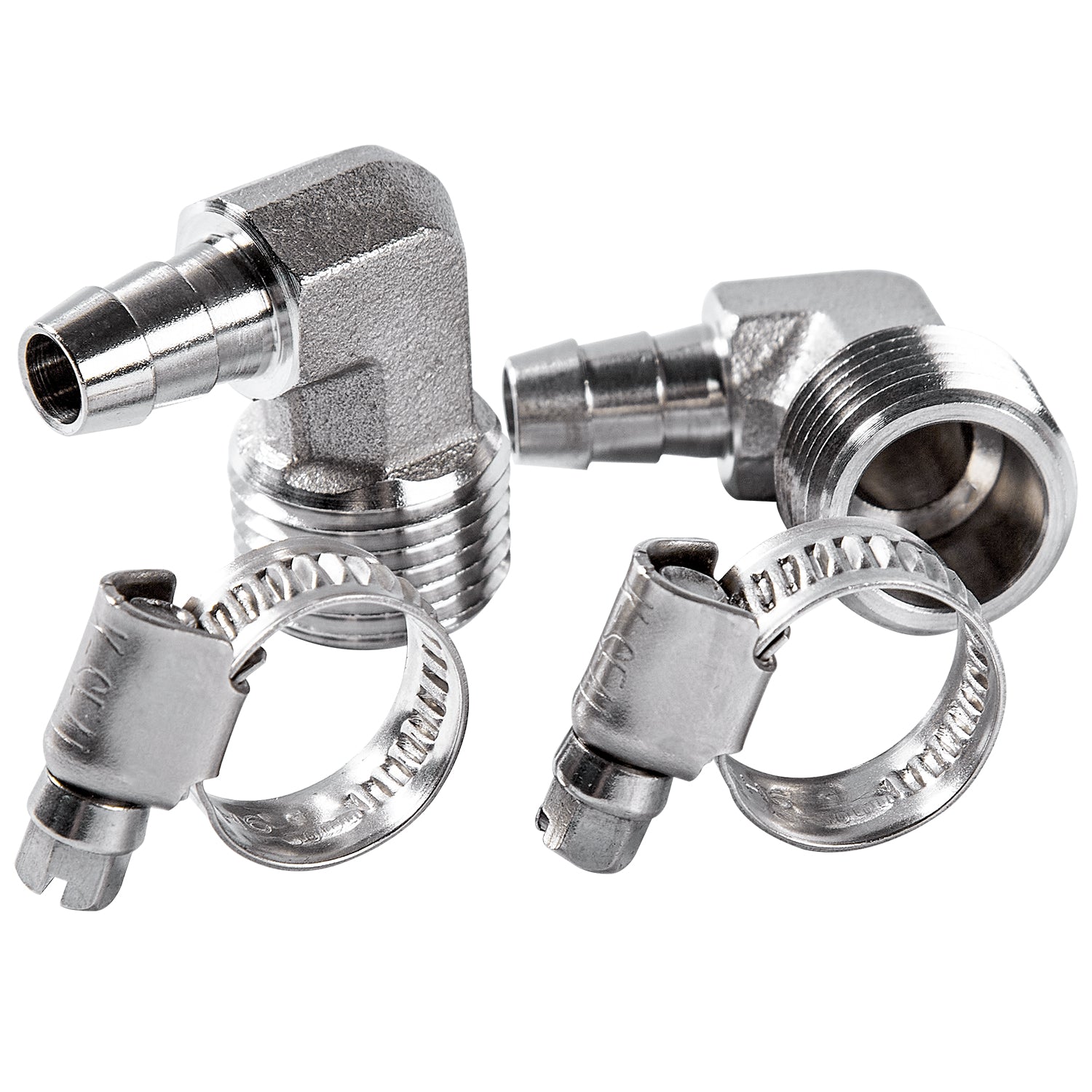 LTWFITTING 2 Sets Instant Hose Repair Kit 1/2 inch BSPT x 10mm ID SS316 90 Deg Elbow with 10-16mm SS316 Clamp